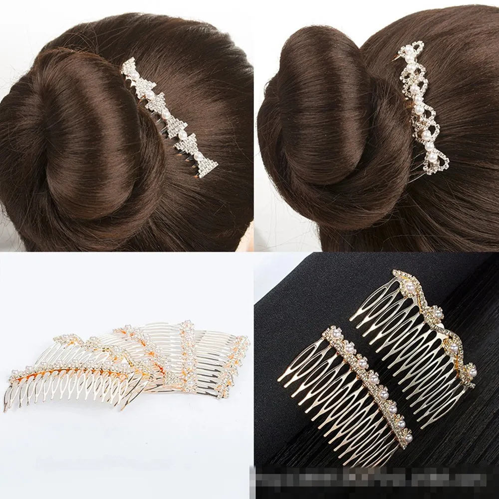 2018-2020 The most popular fashion Bridal hair accessories rhinestone pearl alloy hair comb wedding hairpin (02)