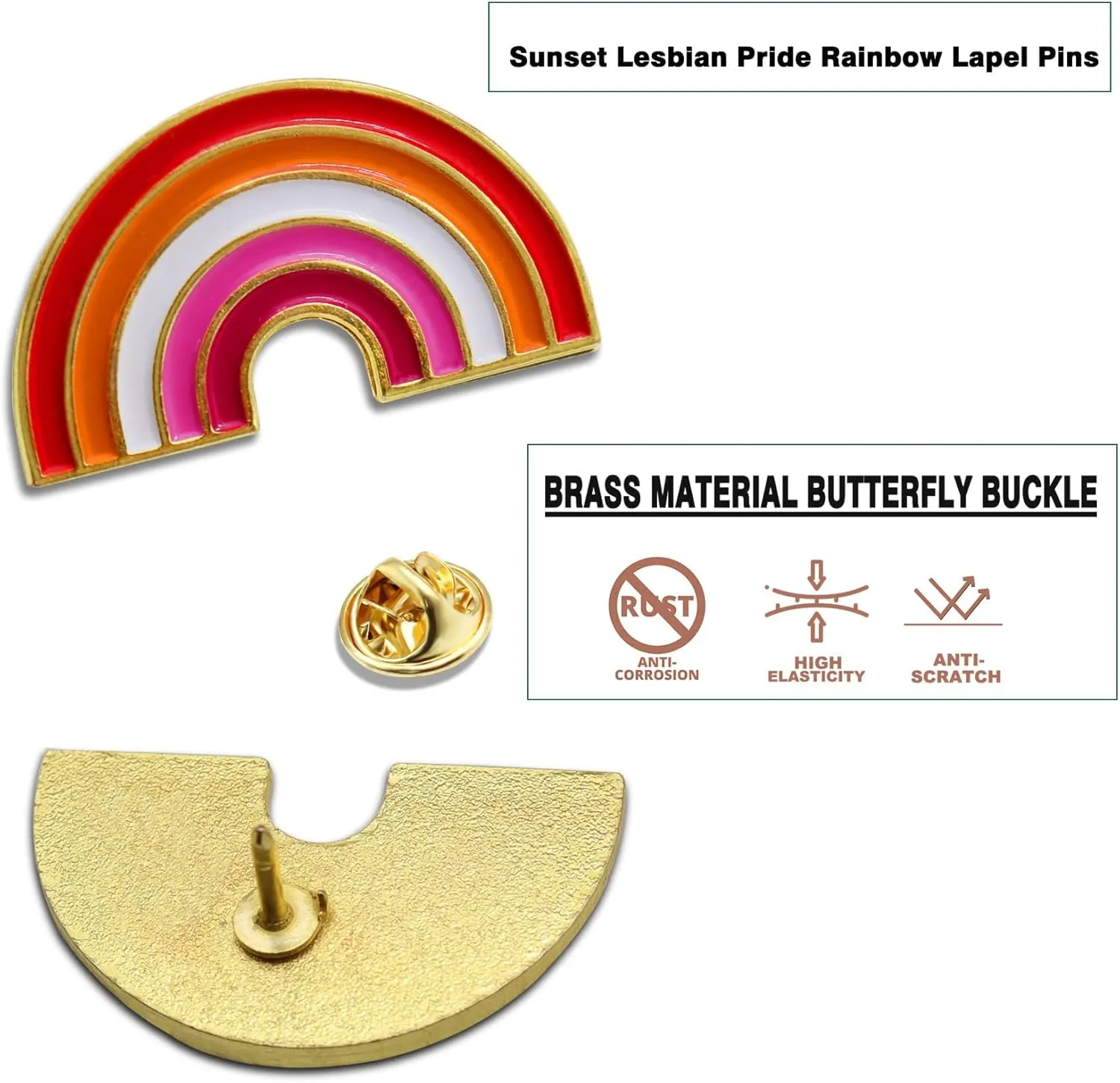 2/12/50/100Pcs Enamel Les Sunset Lesbian Pride Rainbow Lapel Pins Bulk-Supports LGBT Progress Gay Brooch Badge for Men Women Clothes Bags Hats
