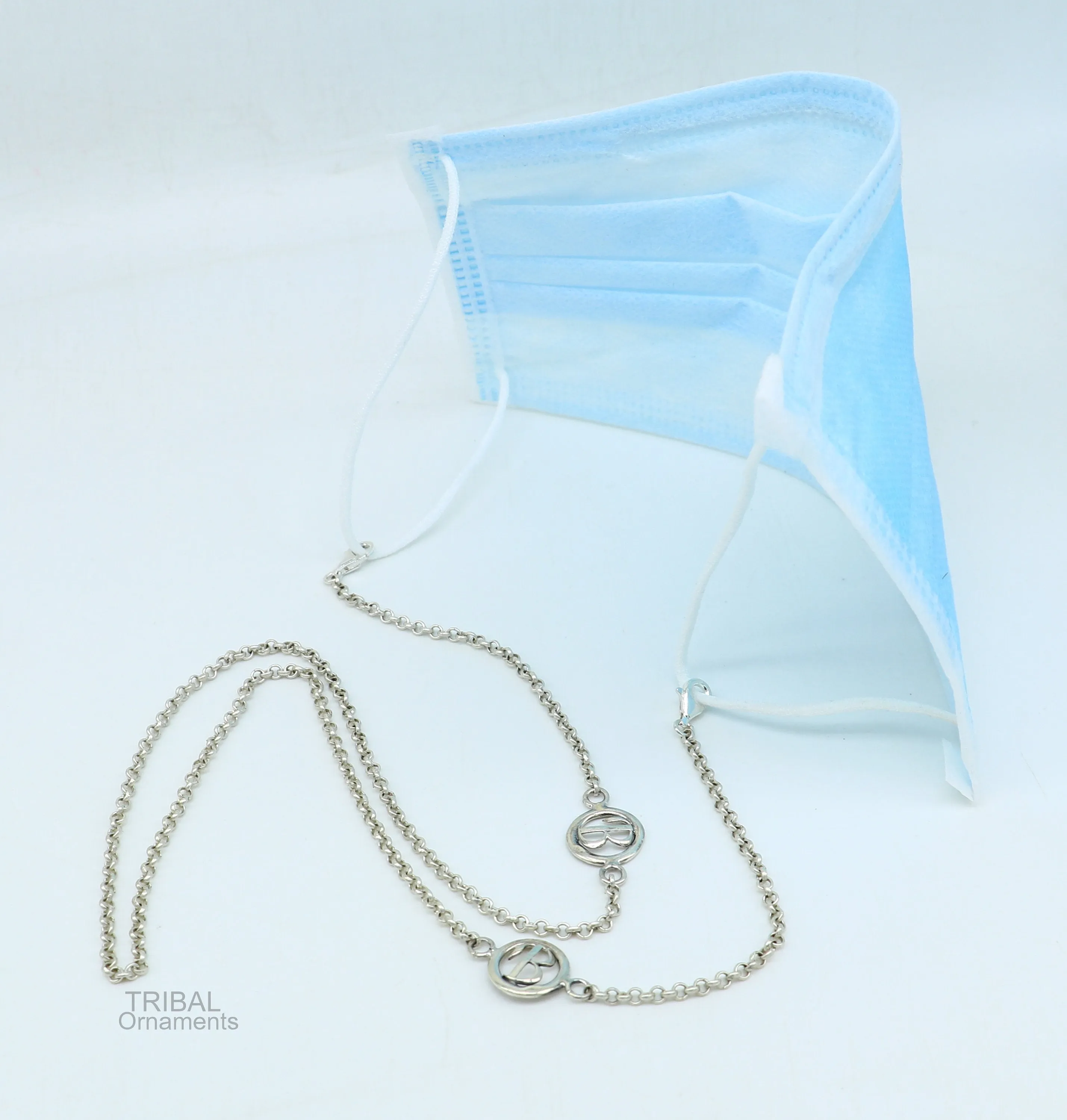 25" long Sterling silver Face Mask Chain ,Eyeglass Glasses Chains, B alphabet chain Women Stylish Sunglass Eyeglass Cord mask chain ch136