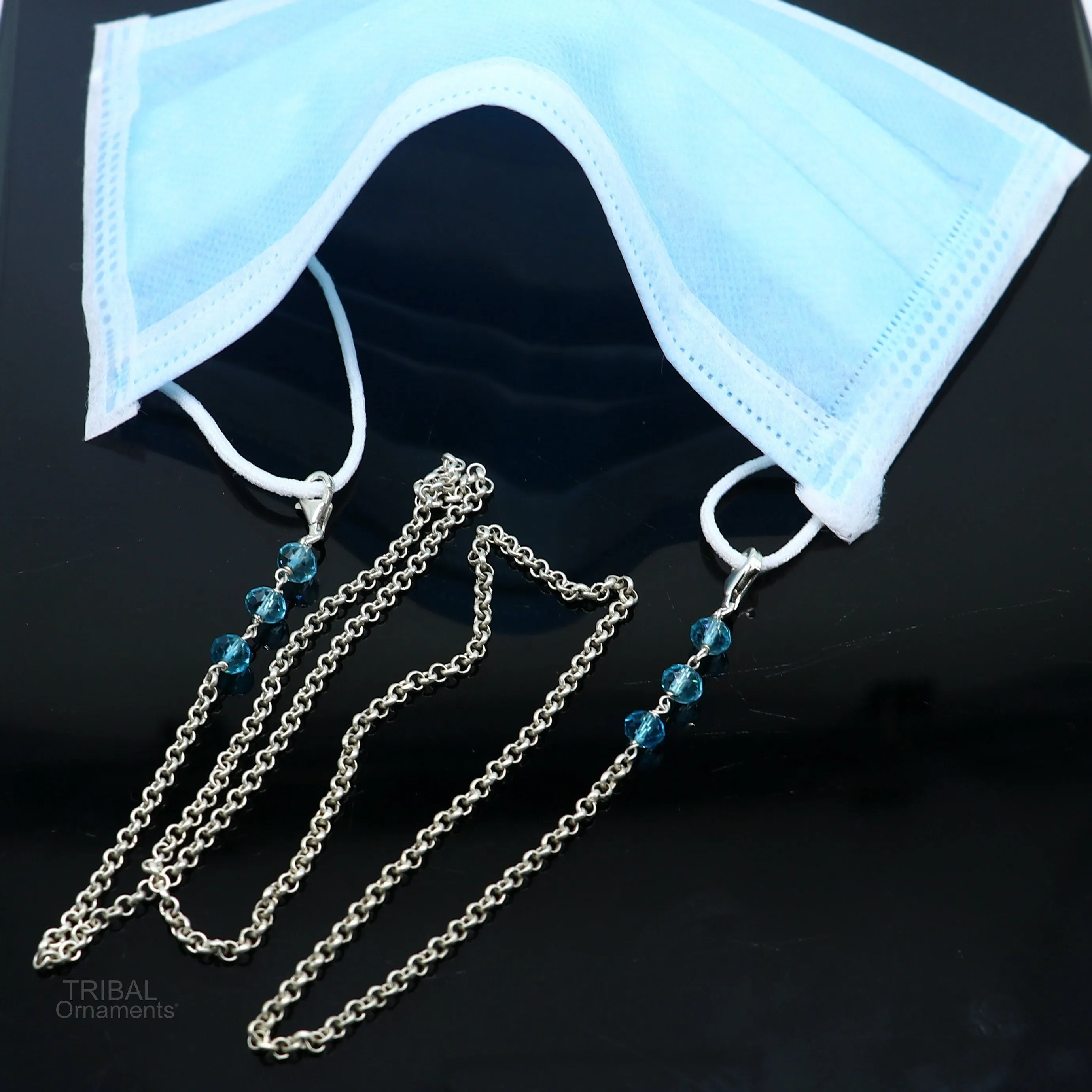 26" long Sterling silver Face Mask Chain ,Eyeglass Glasses Chains, rolo link chain Women Stylish Sunglass Eyeglass Cord mask chain ch137