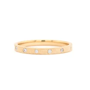 2mm Pipe Cut Mini Stacker 'Boulder' Ring w/ Diamonds