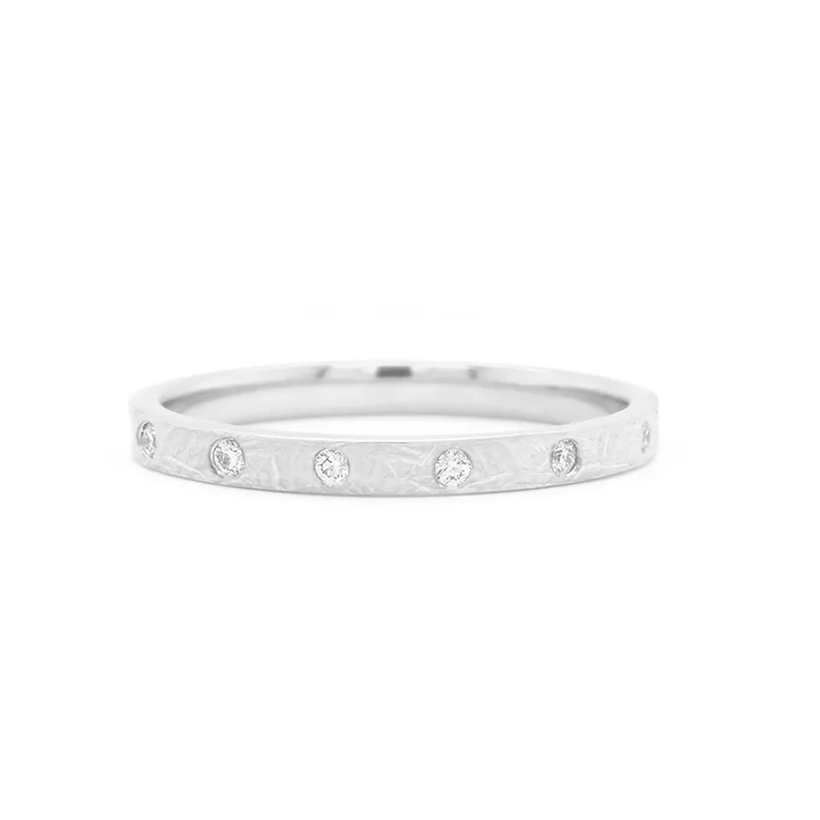 2mm Pipe Cut Mini Stacker 'Boulder' Ring w/ Diamonds
