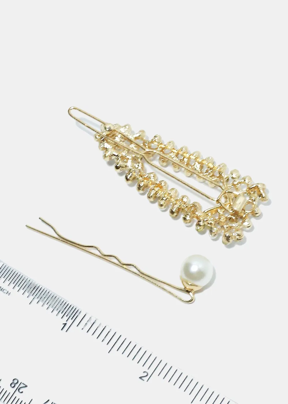 3-Piece Pearl & Rhinestone Hair Pin Set