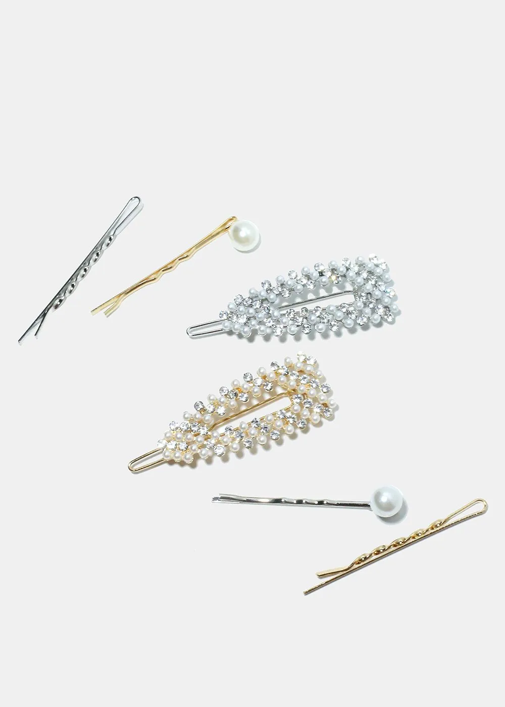 3-Piece Pearl & Rhinestone Hair Pin Set