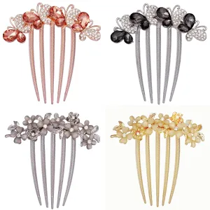4 PCS Flower Rhinestones Hair Combs Accessories Wedding Crystal Opal Hair Side Combs Long Teeth Slide Hairpins Barrettes Clips Butterfly Hair Accessories for Women 4 PCS Flower Rhinestones Hair Combs Accessories Wedding Crystal Opal Hair Side Combs Long Teeth Slide Hairpins Barrettes Clips Butterfly Hair Accessories for Women