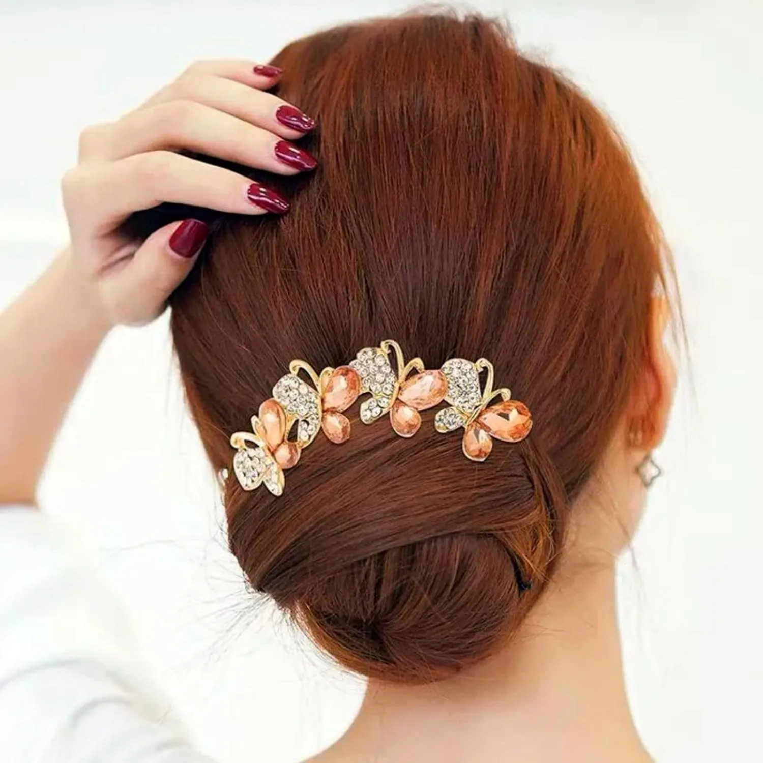4 PCS Flower Rhinestones Hair Combs Accessories Wedding Crystal Opal Hair Side Combs Long Teeth Slide Hairpins Barrettes Clips Butterfly Hair Accessories for Women
