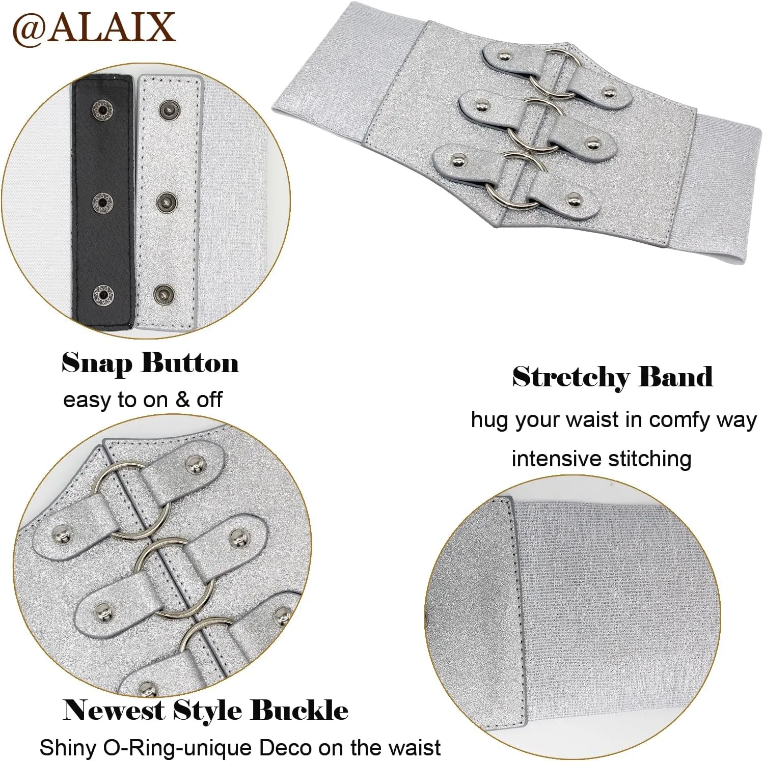 ALAIX Women's Corset Belt Extra Wide Stretchy Belts Elastic Waspie Waist Belts for Cosplay Halloween Costume Belts for Women