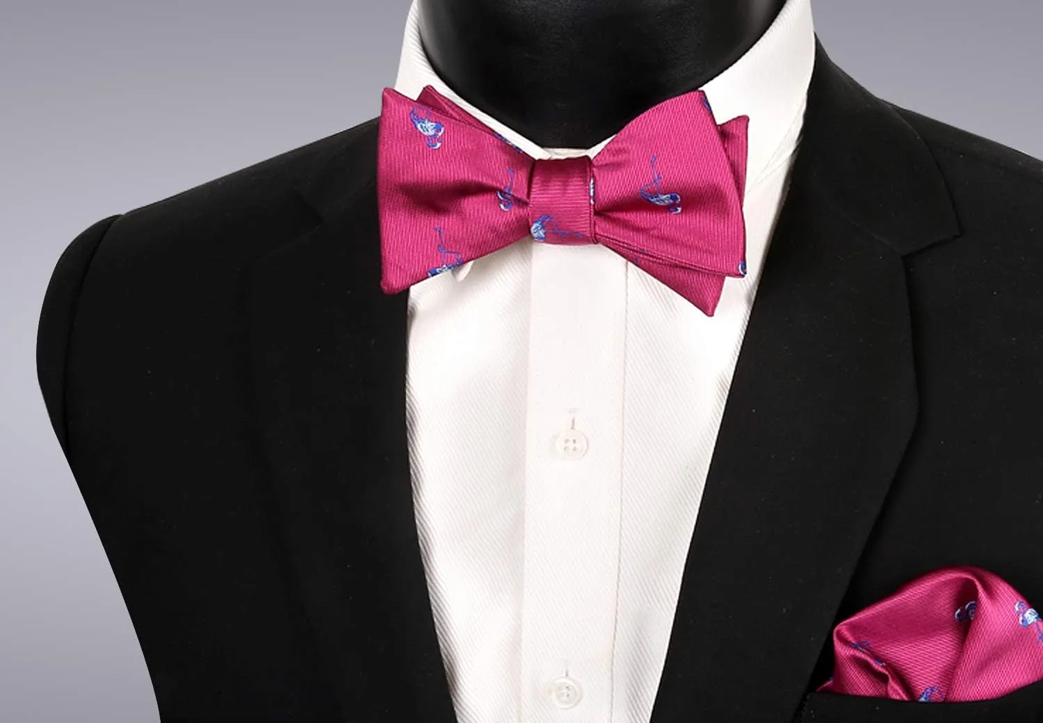 Alizeal Men's Self-tied Solid Color/Animal Pattern Bow Tie and Pocket Square Set