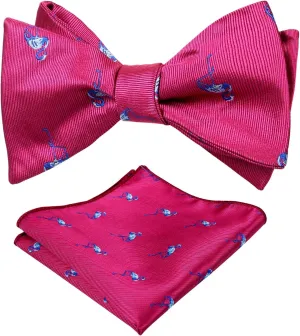 Alizeal Men's Self-tied Solid Color/Animal Pattern Bow Tie and Pocket Square Set