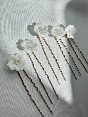 Annie - Ceramic Gold Hair Pins