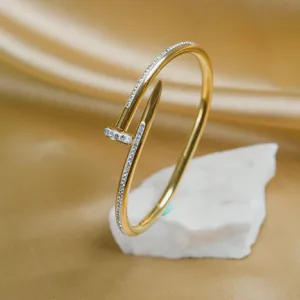 Artklim Gold Plated Nail Design Bangle Bracelet