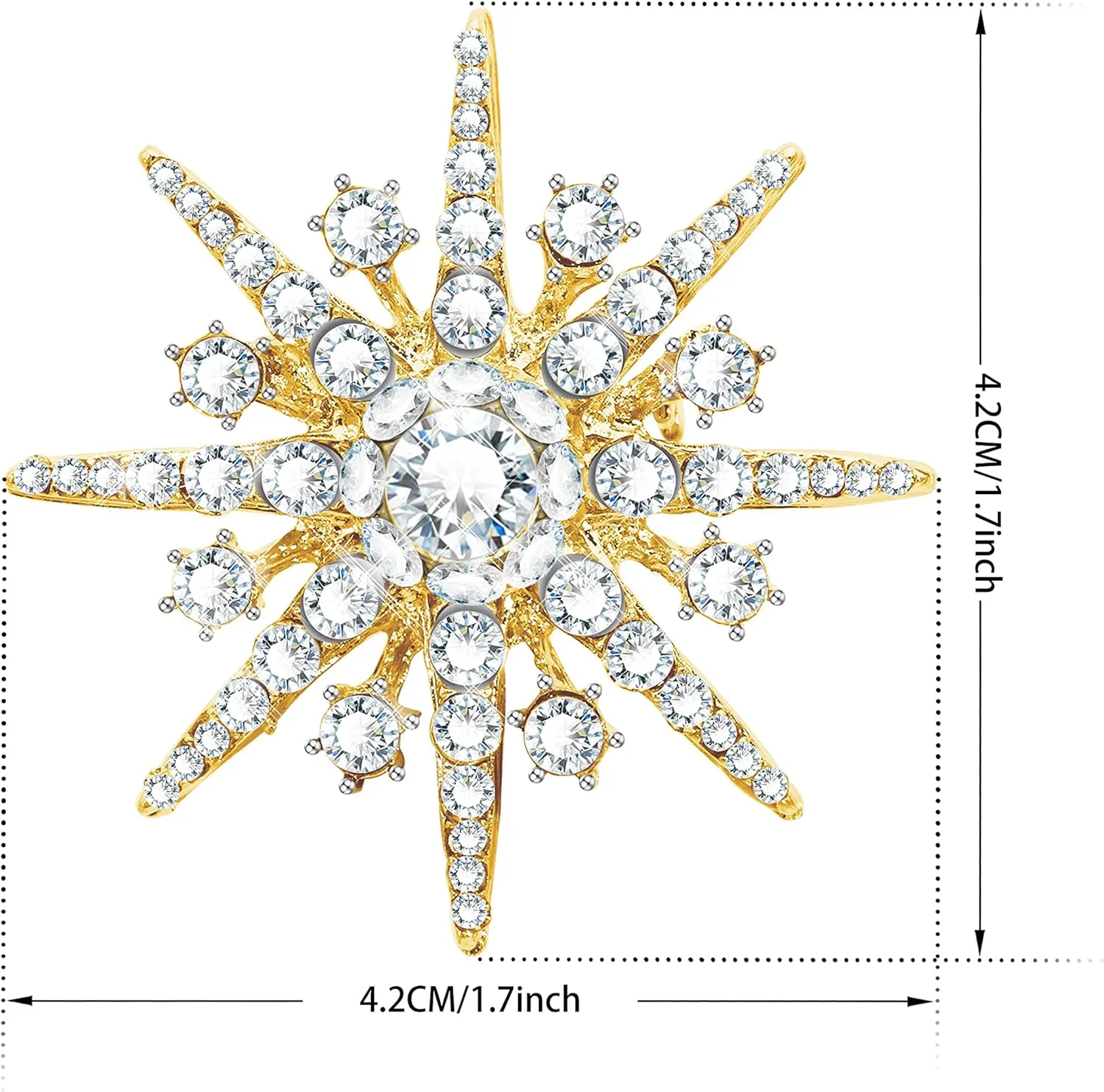 Austrian Crystals Snowflakes Vintage Star Brooch for Women & Men - Birthday &