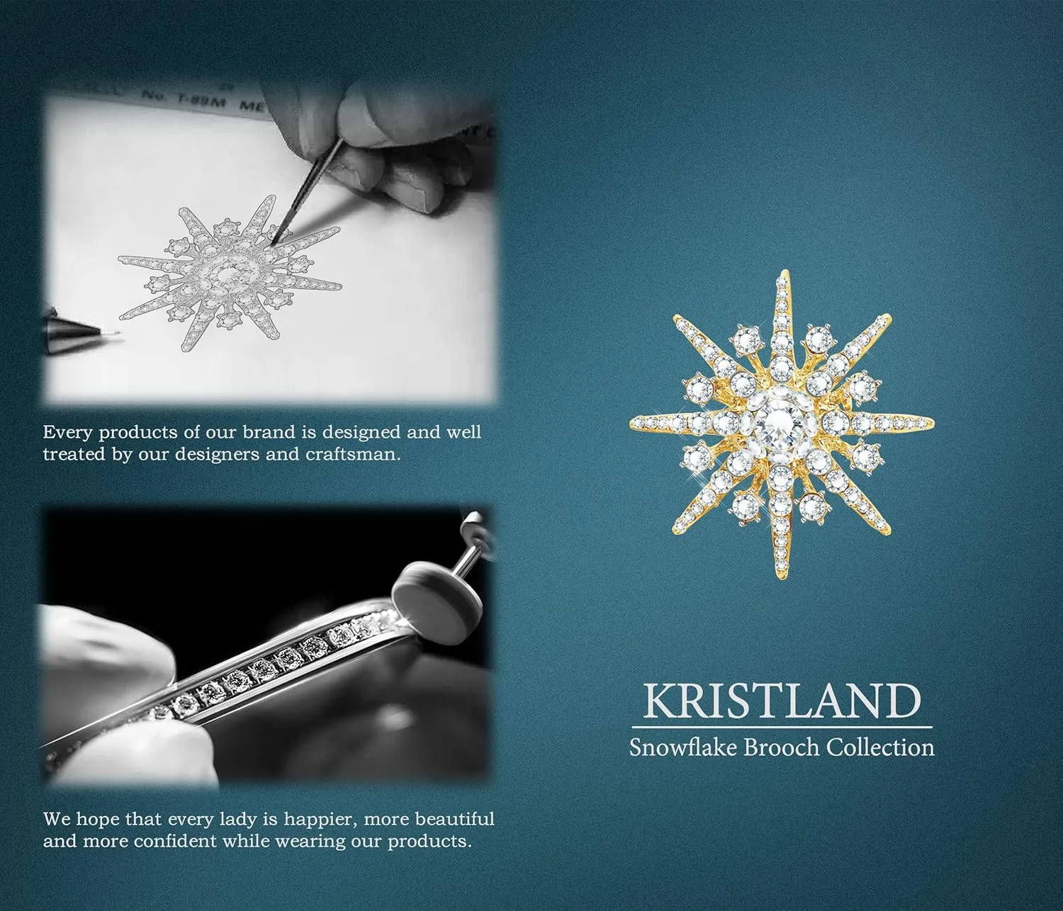 Austrian Crystals Snowflakes Vintage Star Brooch for Women & Men - Birthday &