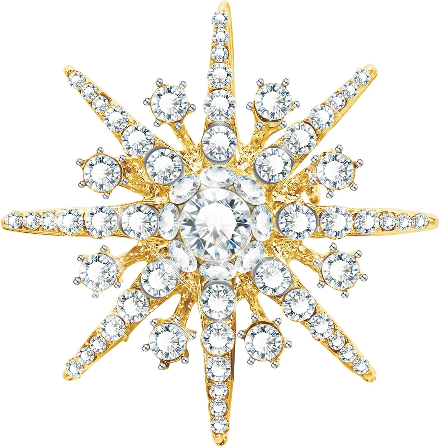 Austrian Crystals Snowflakes Vintage Star Brooch for Women & Men - Birthday &