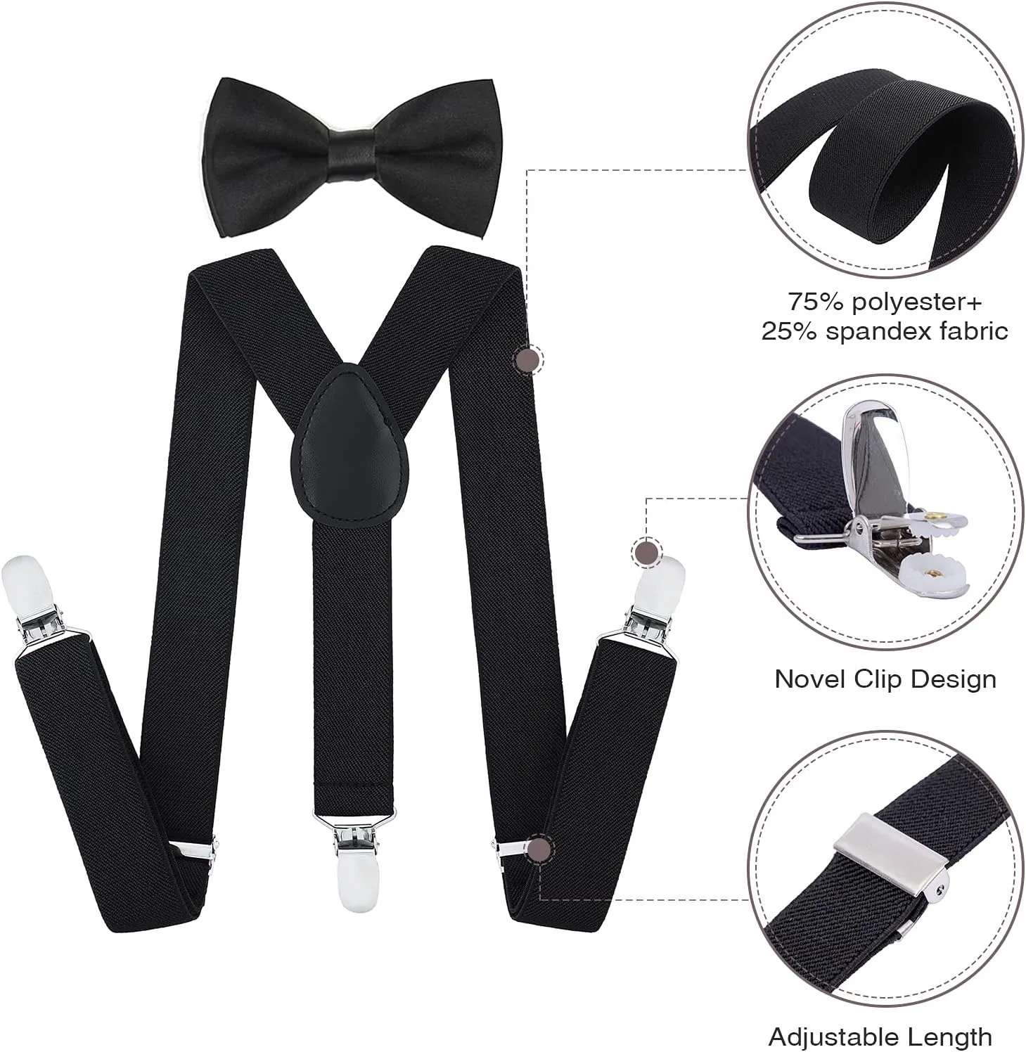 AWAYTR Child Kids Suspenders Bowtie Set - Adjustable Suspender Set for Boys and Girls