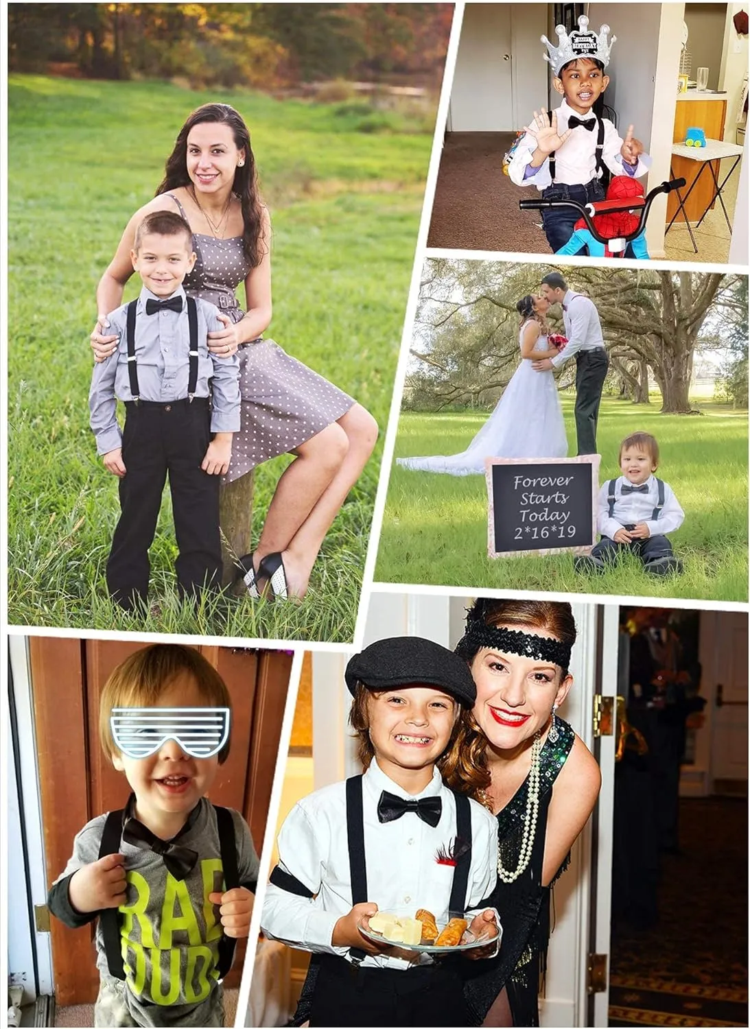 AWAYTR Child Kids Suspenders Bowtie Set - Adjustable Suspender Set for Boys and Girls