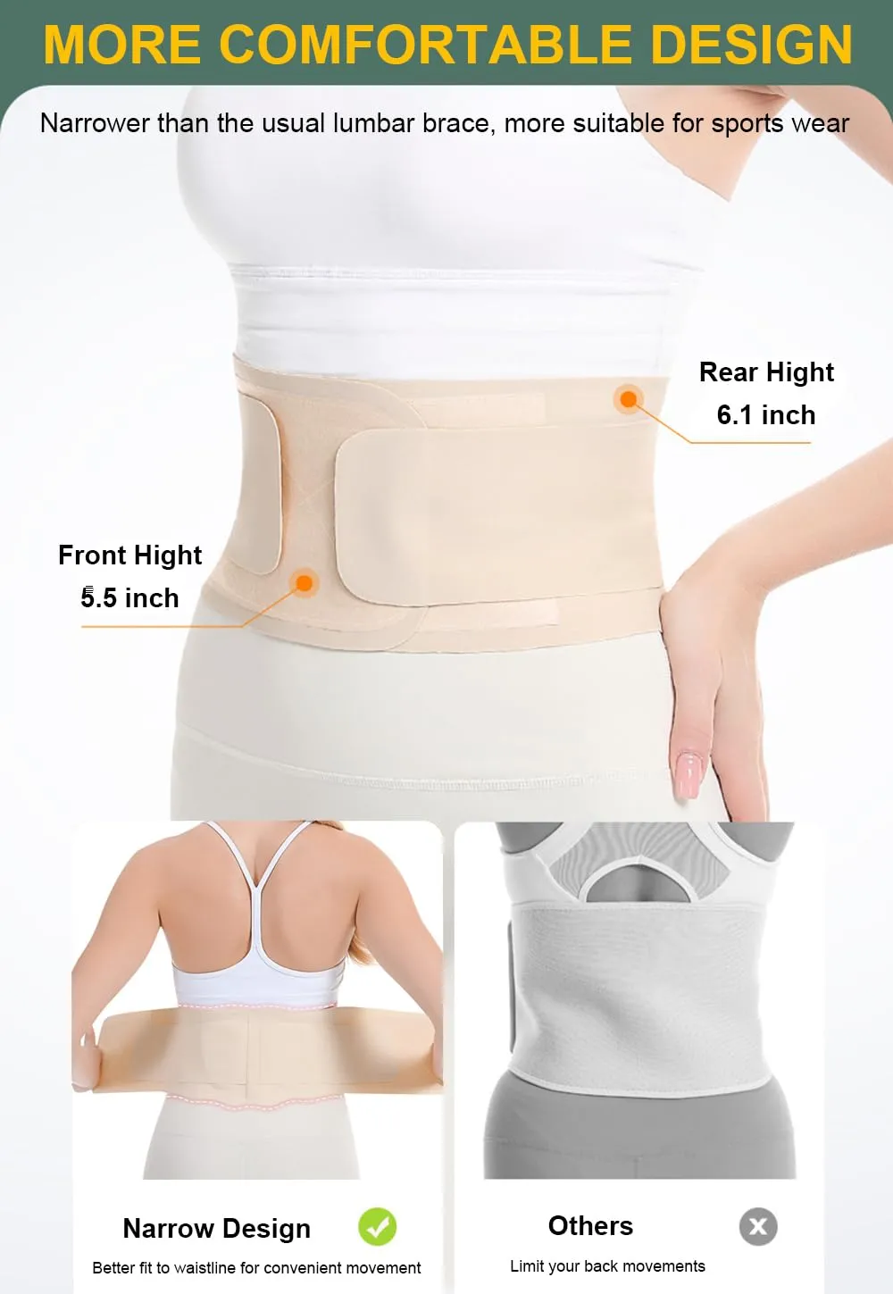 Back Brace for Lower Back Pain Women Men, Waist Support Back Support Brace Back Brace for Men Lower Back Pain Relief Products, Back Belt Sciatica Pain Relief Back Brace for Women Men (Beige, Large)