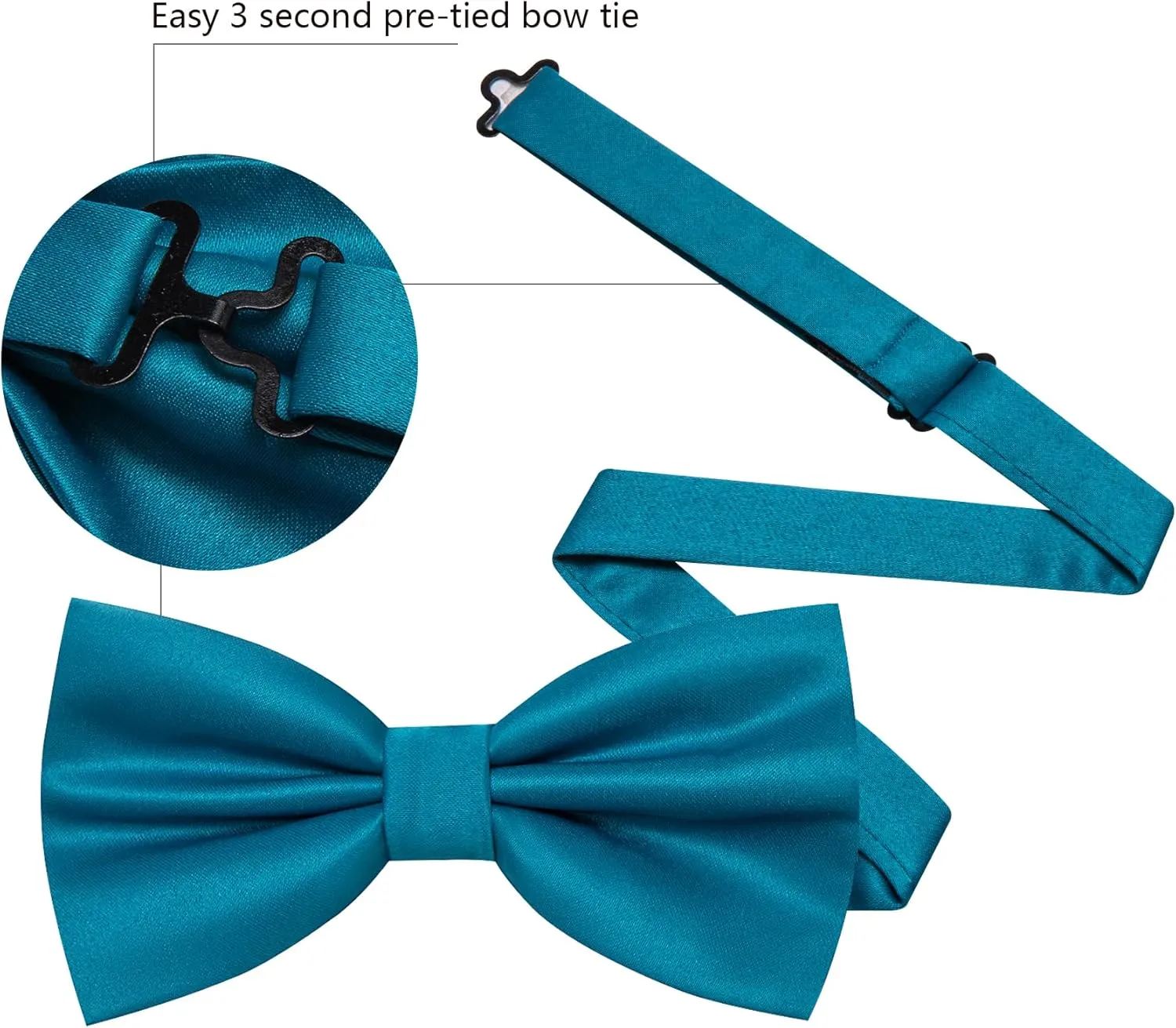 Barry.Wang Bow Tie for Men Solid Color Pre-tied Bowtie Pocket Square Lapel Pin Set Adjustable Formal Tuxedo Bowtie Party