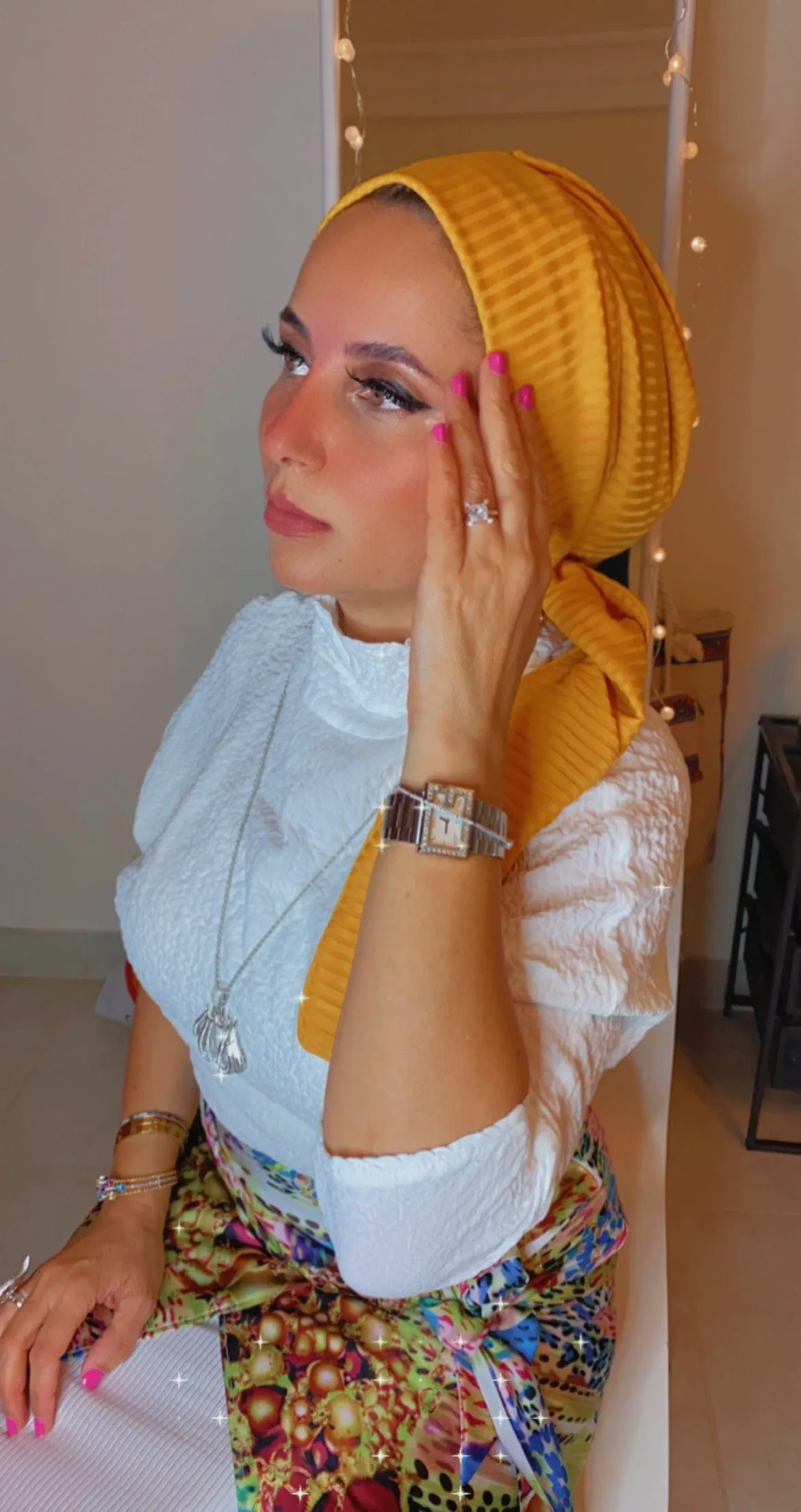 Beanie Wrap Ribbed Jersey - Yellow (Designer Mask Included)