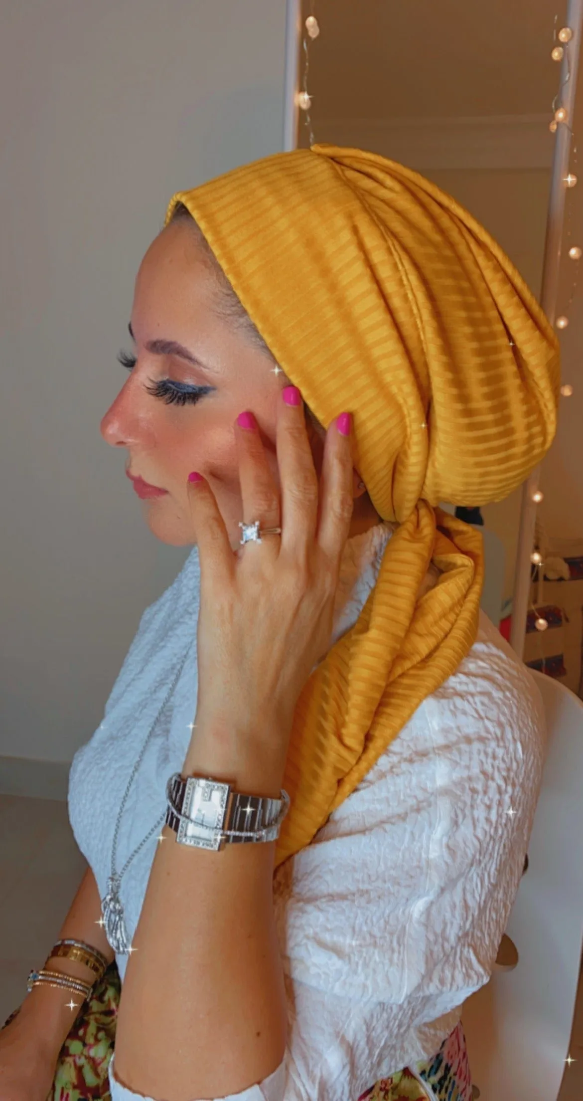 Beanie Wrap Ribbed Jersey - Yellow (Designer Mask Included)