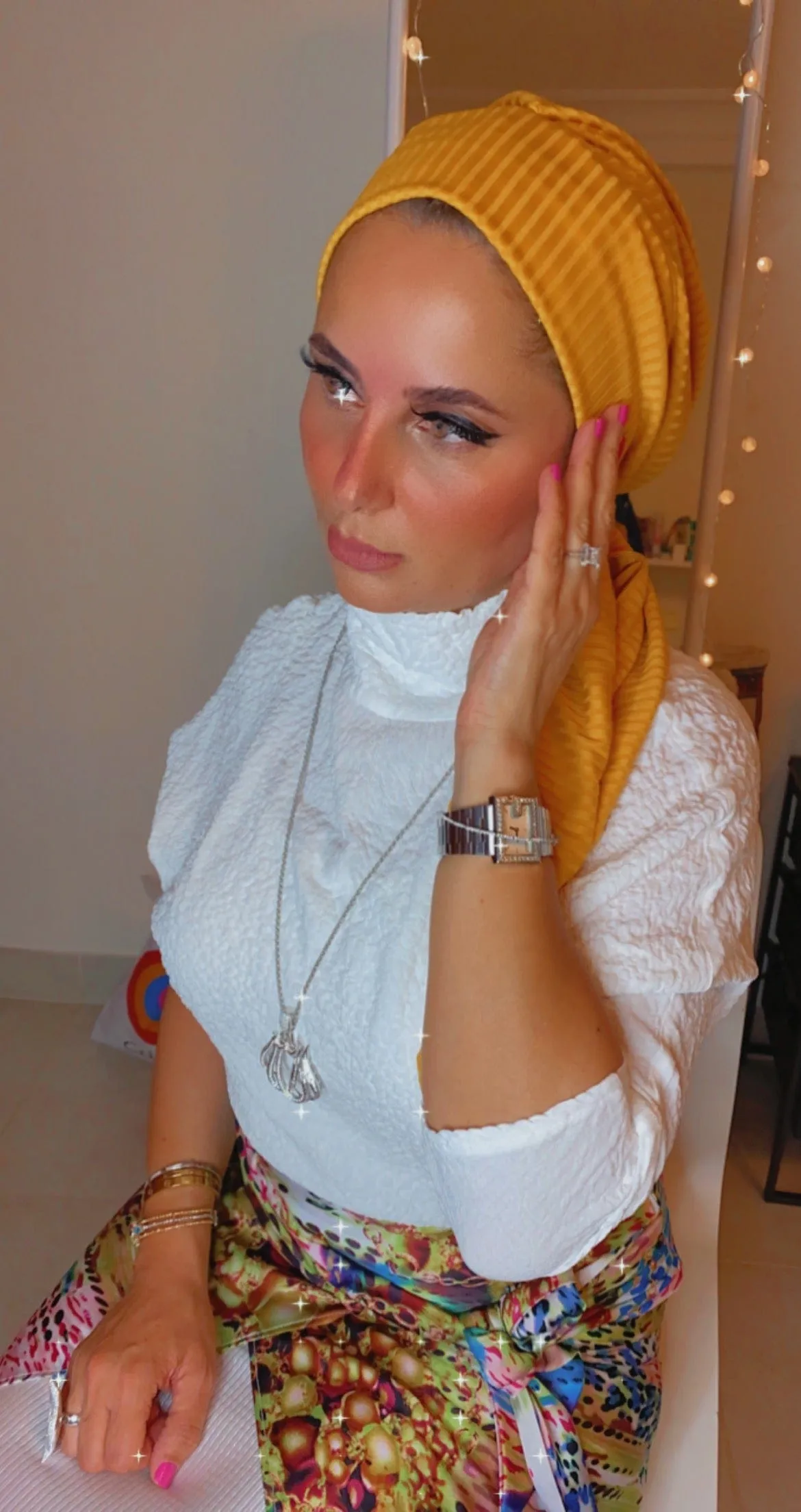 Beanie Wrap Ribbed Jersey - Yellow (Designer Mask Included)