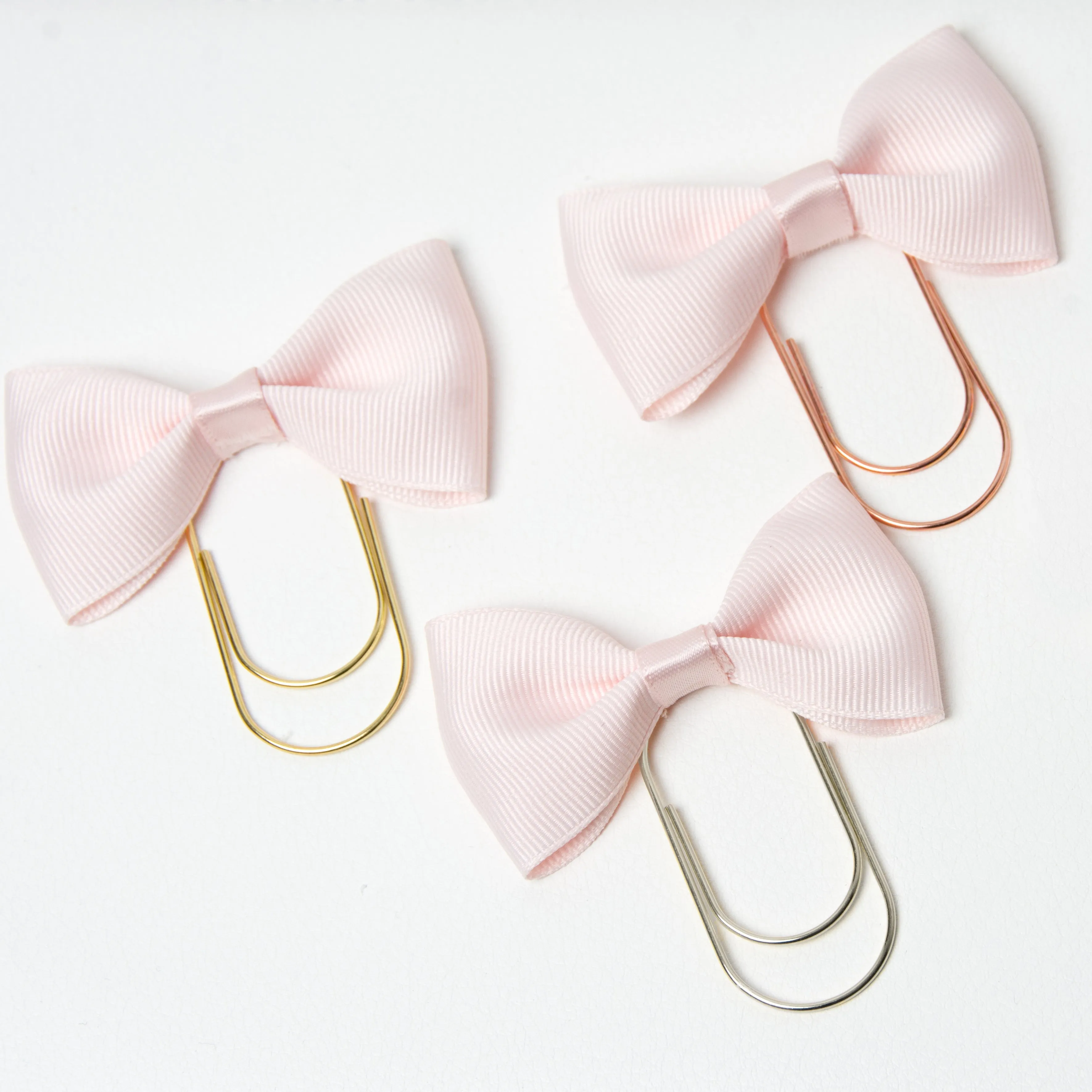 Blush Pink Bow Clip Bookmark in Rose Gold, Gold or Silver