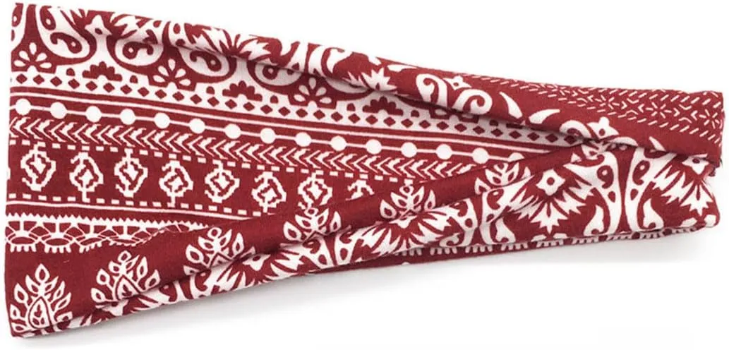 Boho Headband Women Wide Hair Band Boho Elastic Sports Headwear Yoga Hair Band Workout Headwrap