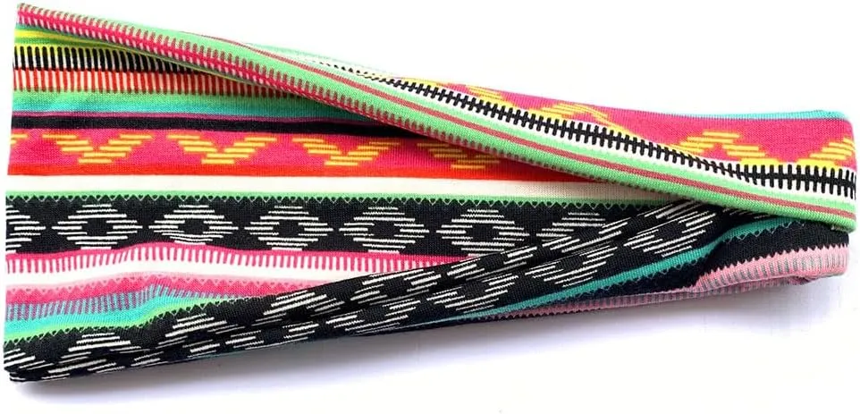 Boho Headband Women Wide Hair Band Boho Elastic Sports Headwear Yoga Hair Band Workout Headwrap