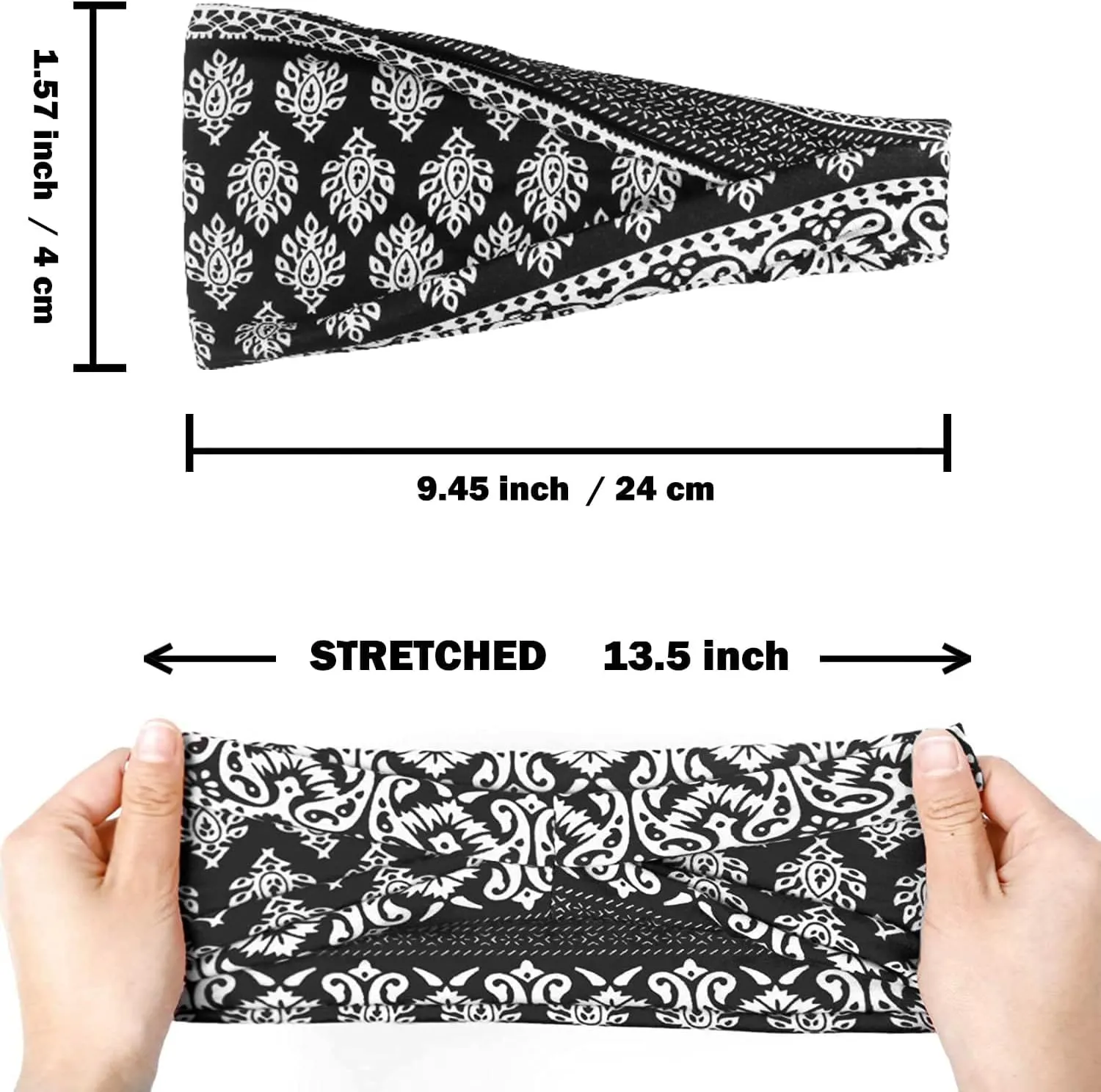 Boho Headband Women Wide Hair Band Boho Elastic Sports Headwear Yoga Hair Band Workout Headwrap