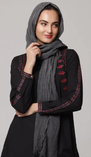 Celebrity Lightweight Cotton/Linen Non-Slip Extra Large Wrap Hijab - Off Black