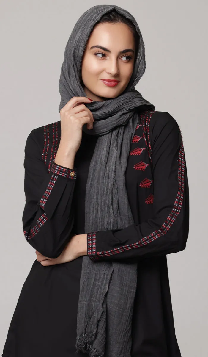 Celebrity Lightweight Cotton/Linen Non-Slip Extra Large Wrap Hijab - Off Black