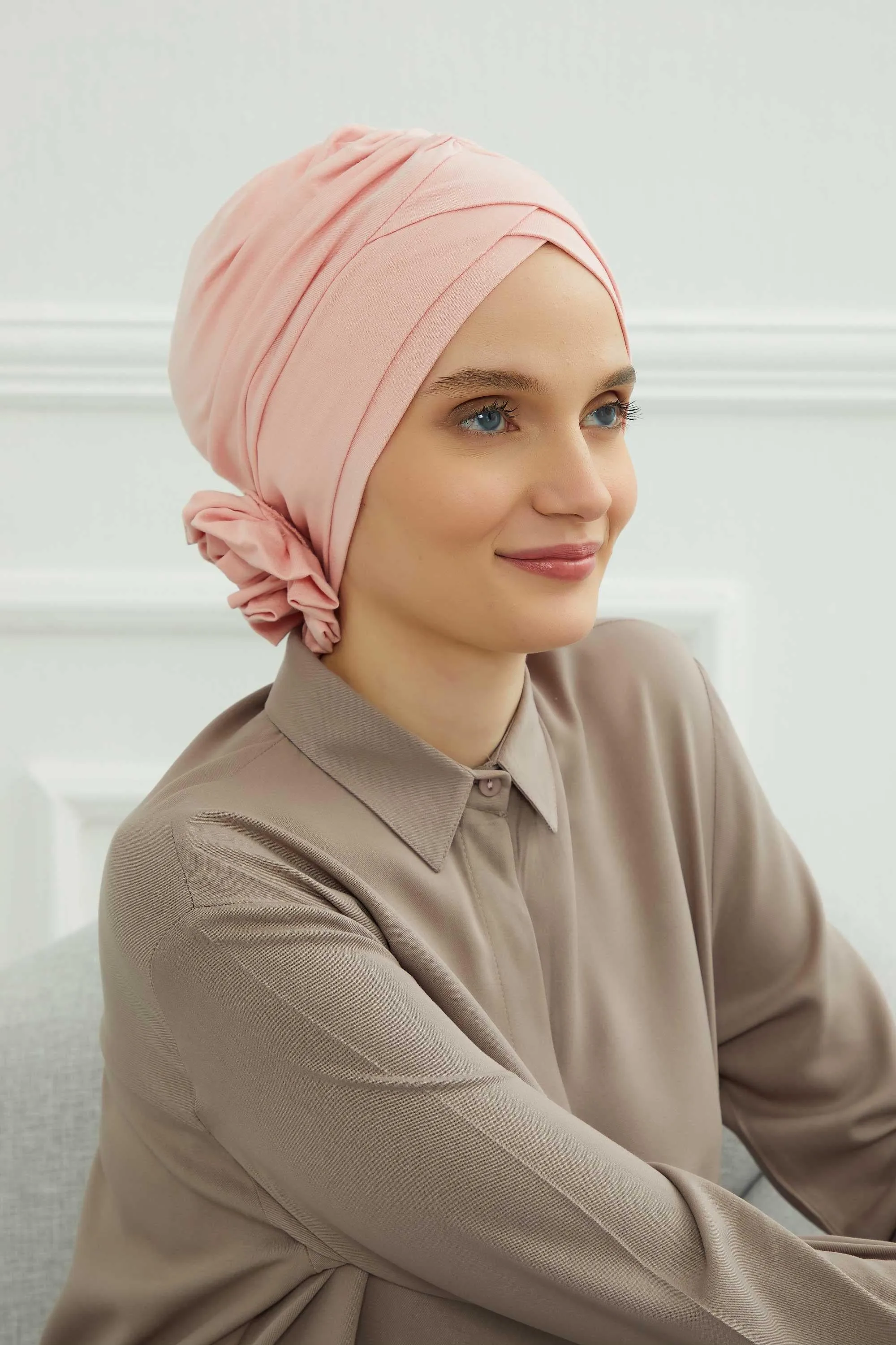 Chic Cotton Instant Turban for Women, Comfortable Lightweight Alopecia and Chemo Head Covering, Trendy Plain Head Turban for Women,B-26