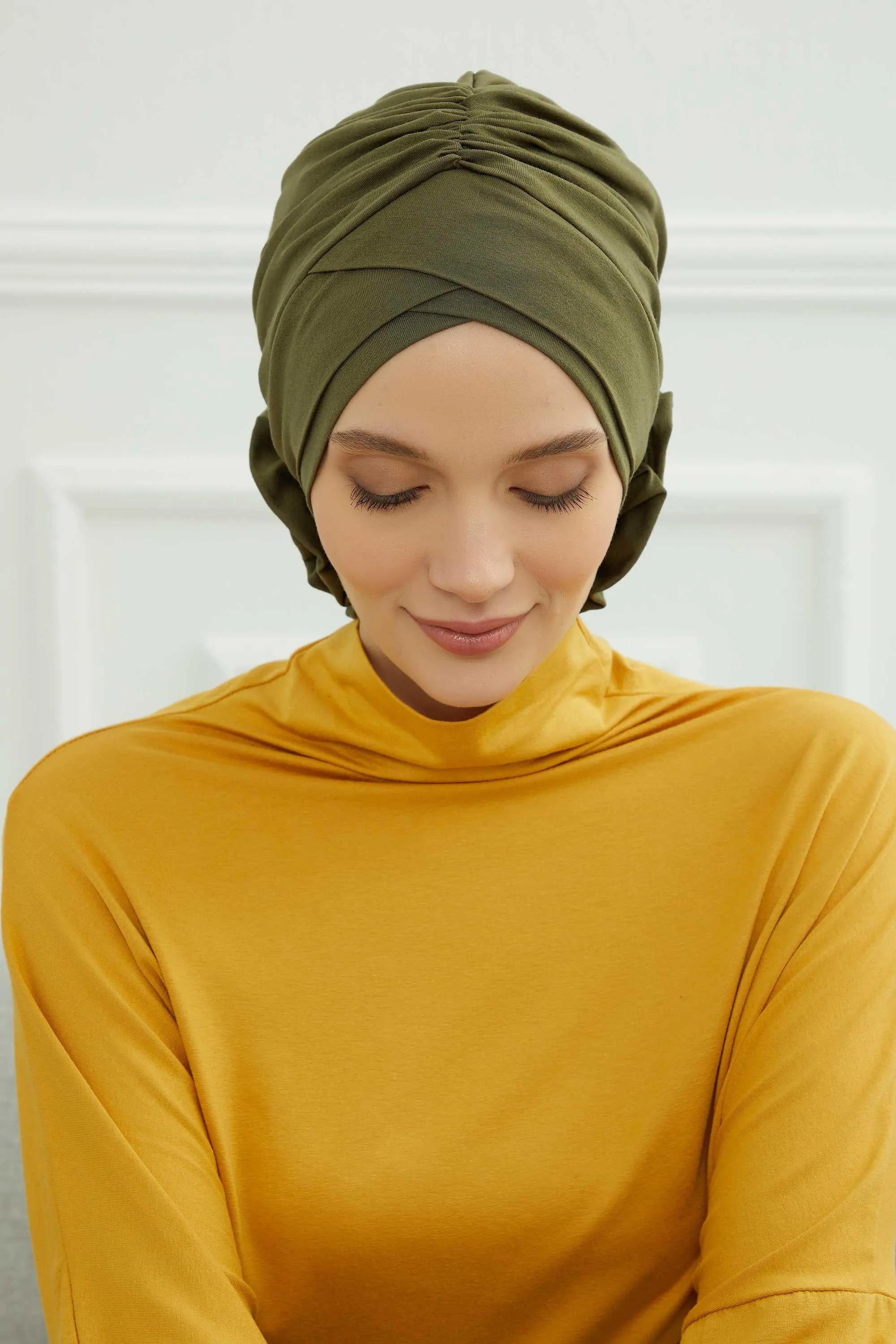Chic Cotton Instant Turban for Women, Comfortable Lightweight Alopecia and Chemo Head Covering, Trendy Plain Head Turban for Women,B-26