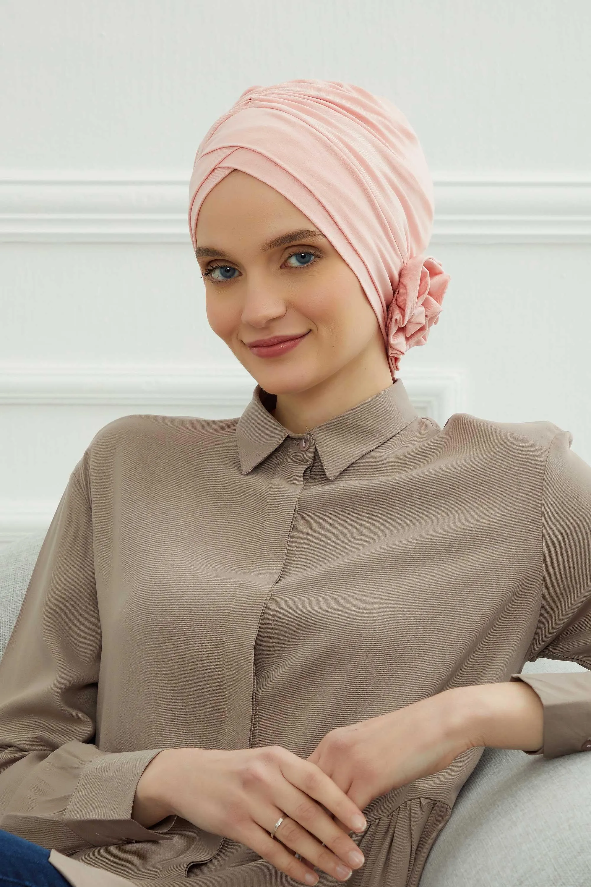 Chic Cotton Instant Turban for Women, Comfortable Lightweight Alopecia and Chemo Head Covering, Trendy Plain Head Turban for Women,B-26