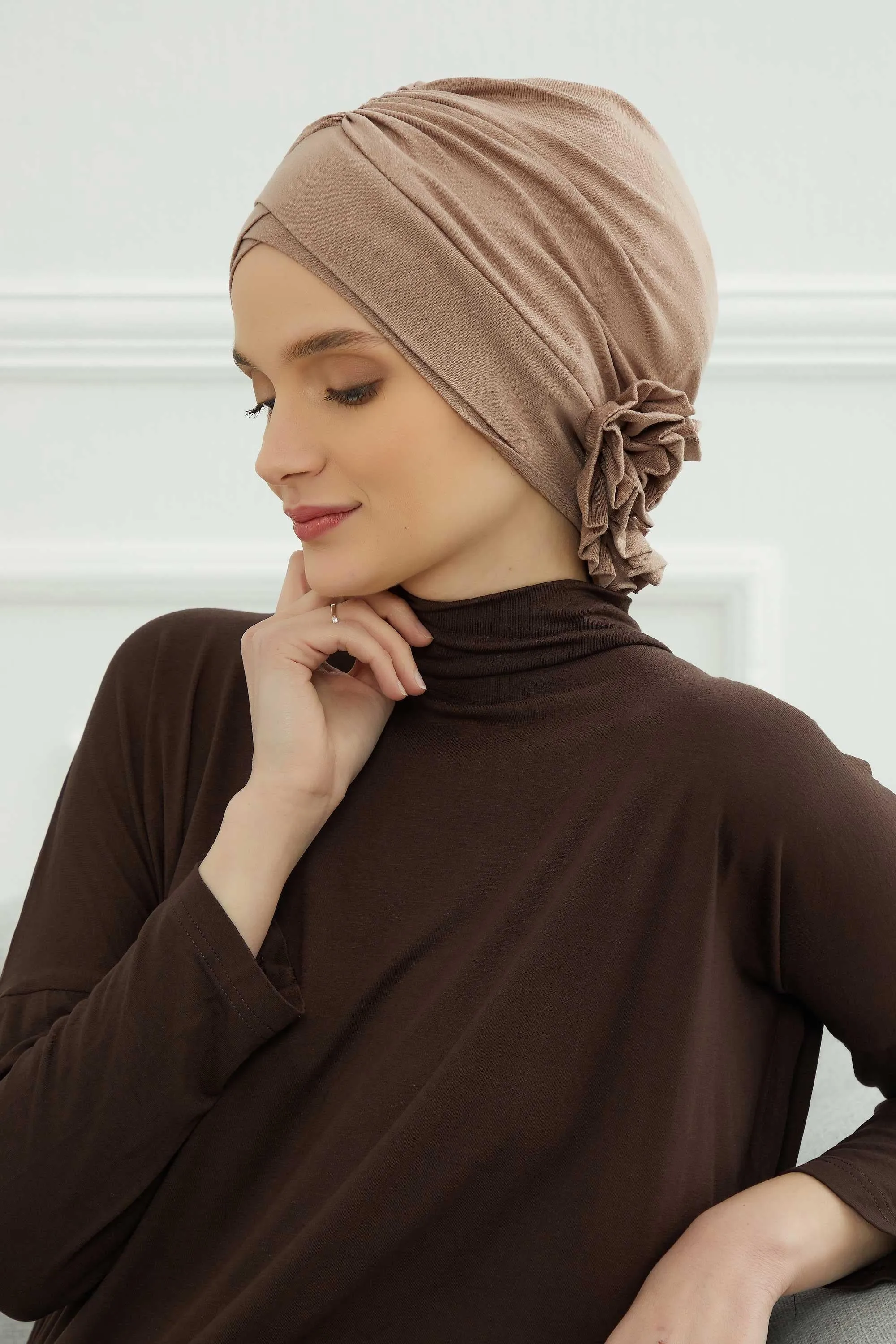 Chic Cotton Instant Turban for Women, Comfortable Lightweight Alopecia and Chemo Head Covering, Trendy Plain Head Turban for Women,B-26