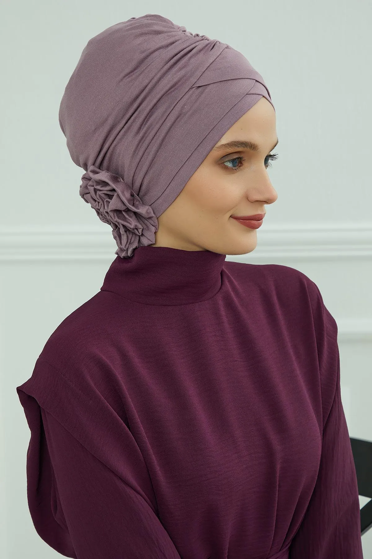 Chic Cotton Instant Turban for Women, Comfortable Lightweight Alopecia and Chemo Head Covering, Trendy Plain Head Turban for Women,B-26