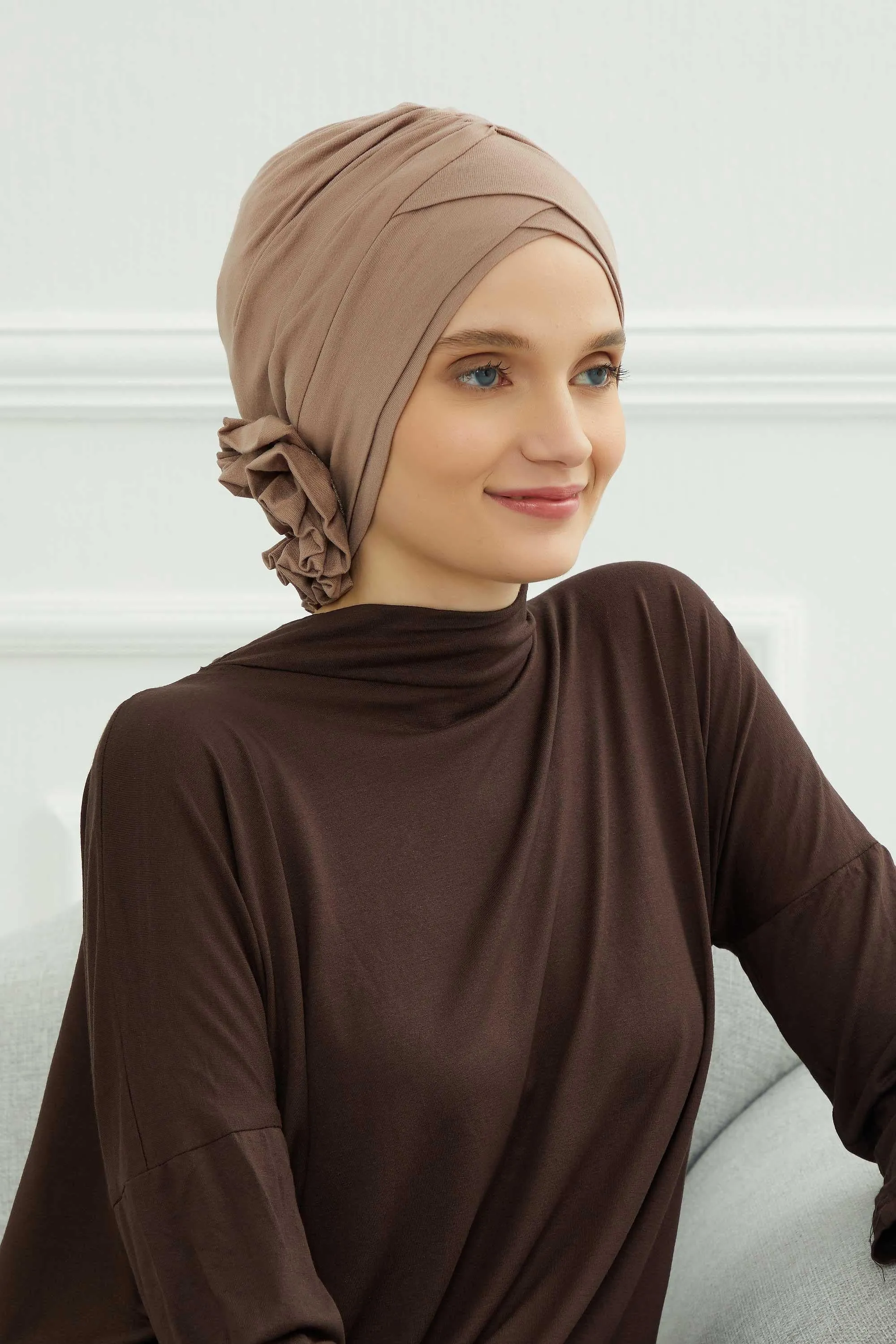 Chic Cotton Instant Turban for Women, Comfortable Lightweight Alopecia and Chemo Head Covering, Trendy Plain Head Turban for Women,B-26