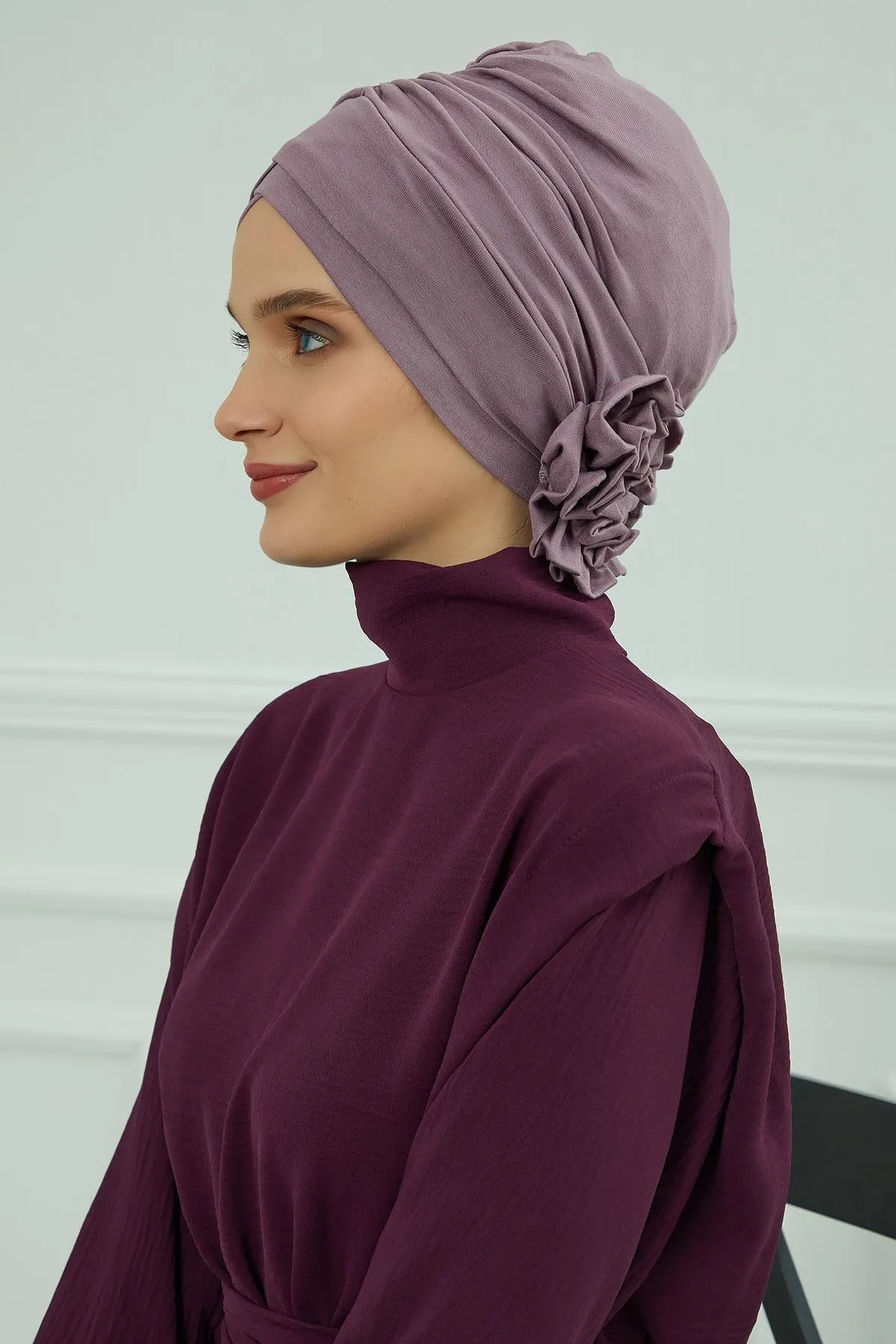 Chic Cotton Instant Turban for Women, Comfortable Lightweight Alopecia and Chemo Head Covering, Trendy Plain Head Turban for Women,B-26