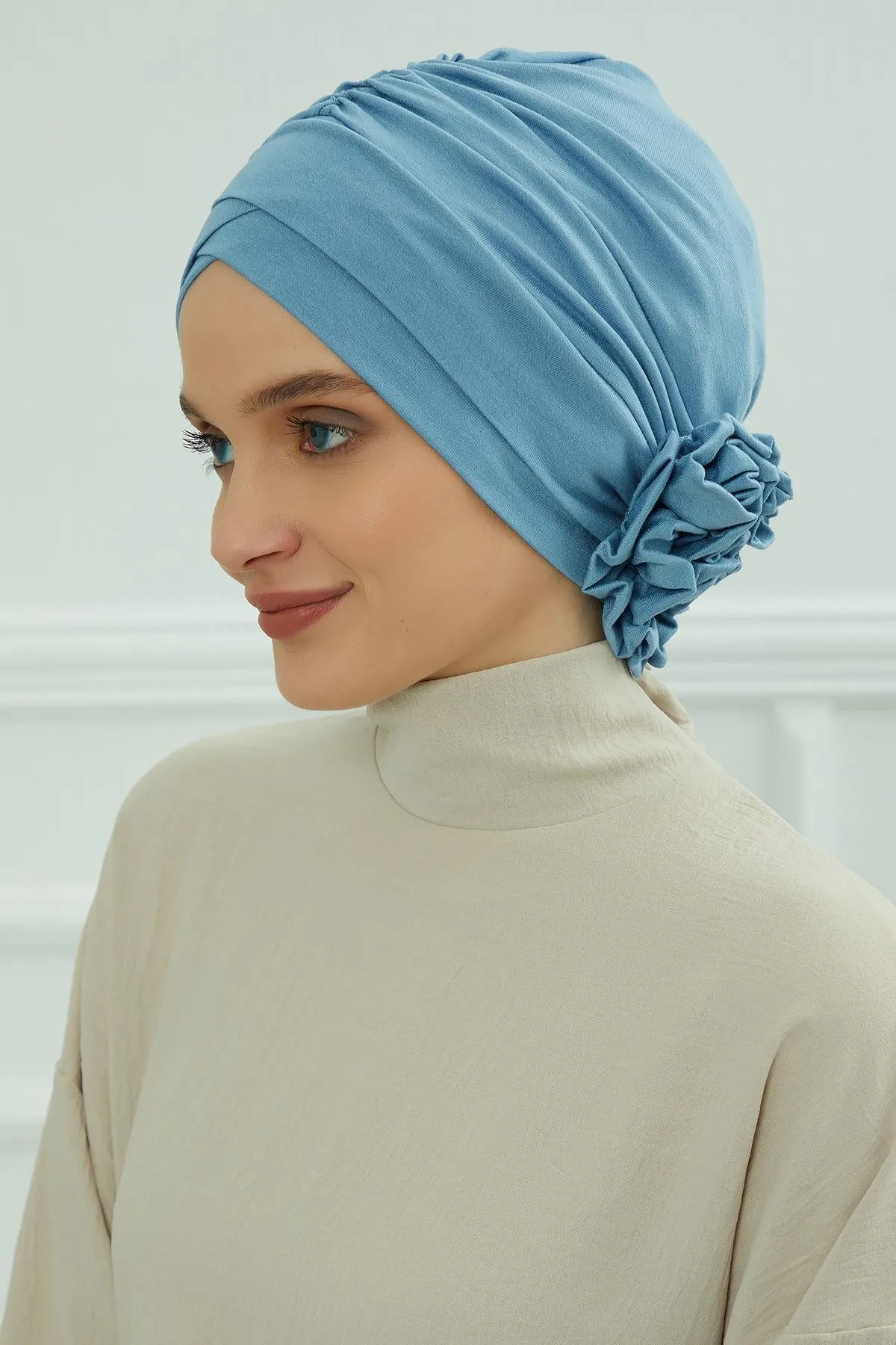 Chic Cotton Instant Turban for Women, Comfortable Lightweight Alopecia and Chemo Head Covering, Trendy Plain Head Turban for Women,B-26