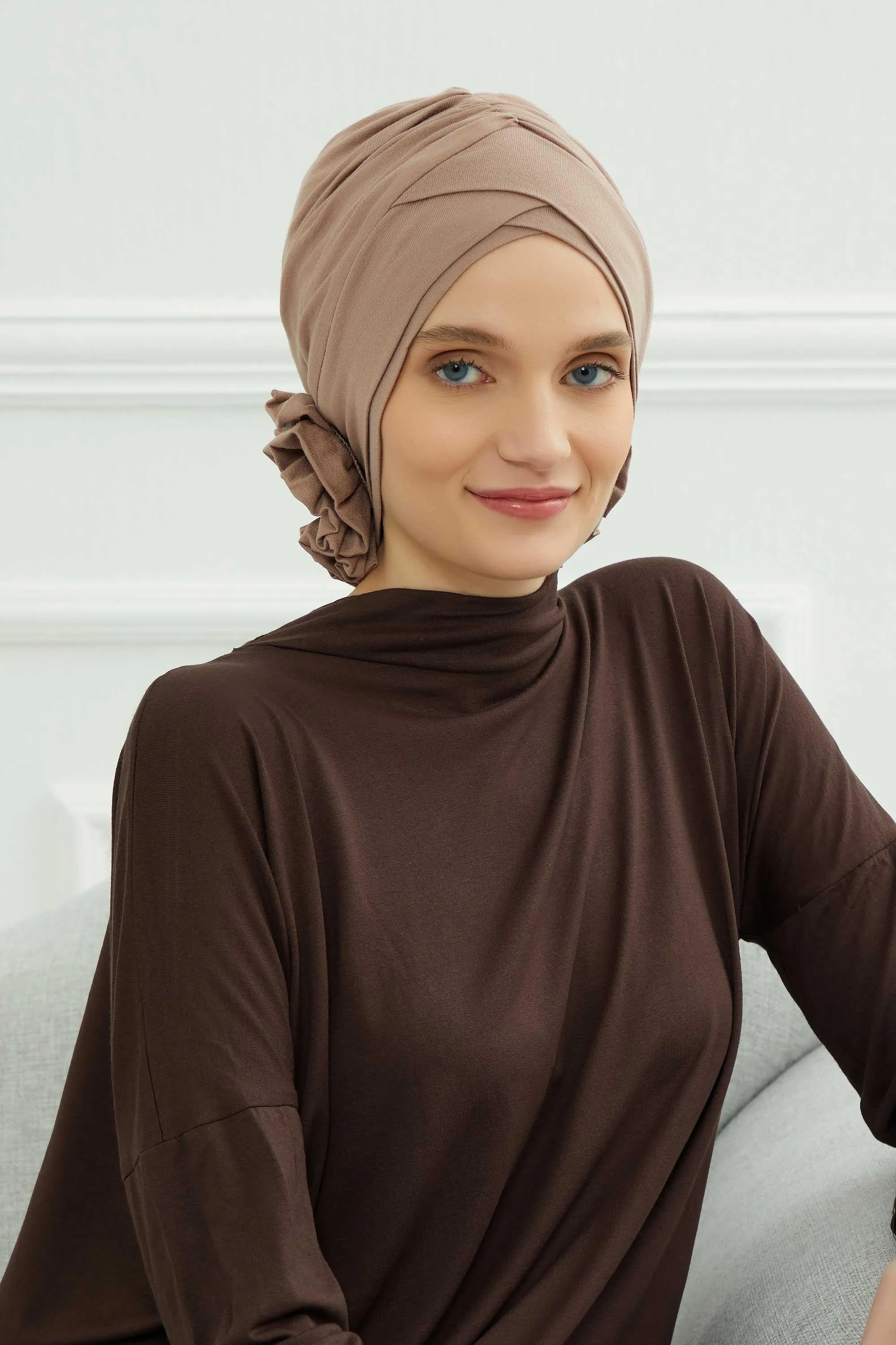 Chic Cotton Instant Turban for Women, Comfortable Lightweight Alopecia and Chemo Head Covering, Trendy Plain Head Turban for Women,B-26