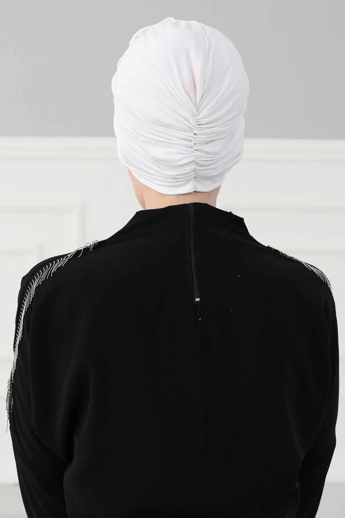 Chic Rose Accent Instant Turban Hijab for Women, Cotton Scarf Chemo Head Wrap, Plain Bonnet Cap with a Beautiful Big Handmade Rose,B-21