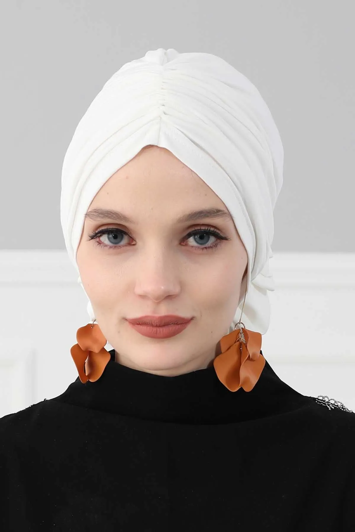 Chic Rose Accent Instant Turban Hijab for Women, Cotton Scarf Chemo Head Wrap, Plain Bonnet Cap with a Beautiful Big Handmade Rose,B-21