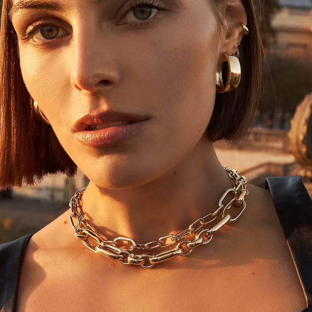 Chunky Paperclip Chain Necklace in Gold