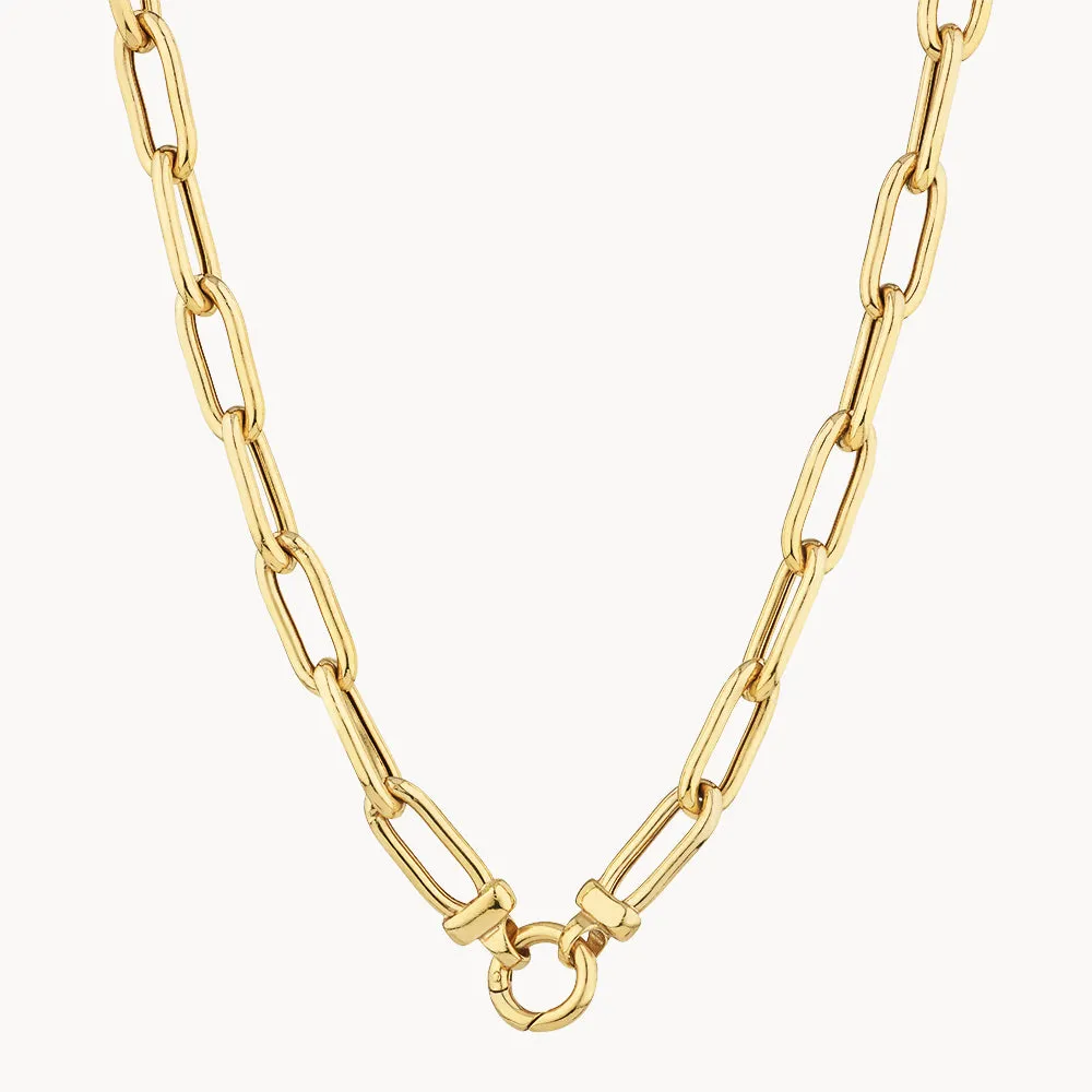 Chunky Paperclip Chain Necklace in Gold