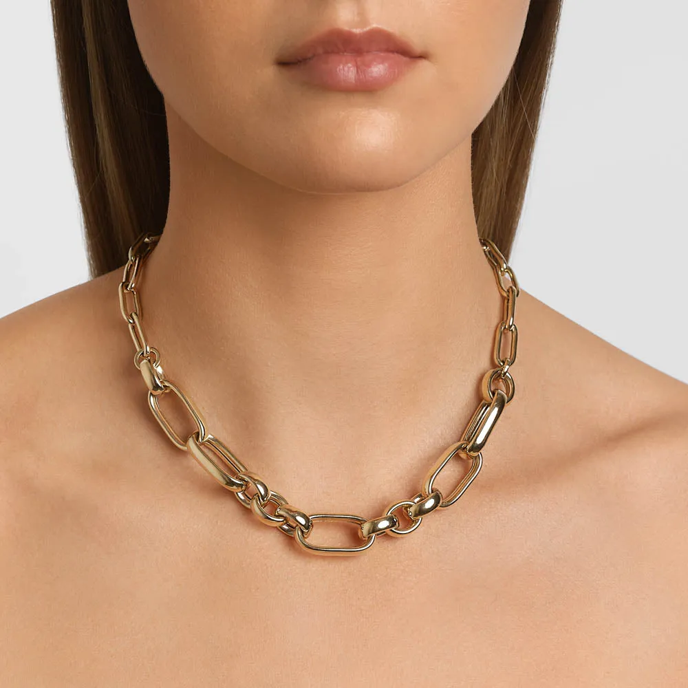 Chunky Paperclip Chain Necklace in Gold