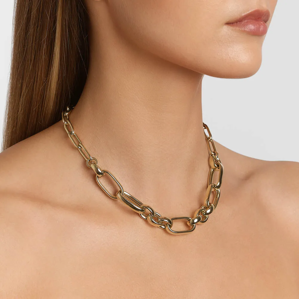 Chunky Paperclip Chain Necklace in Gold