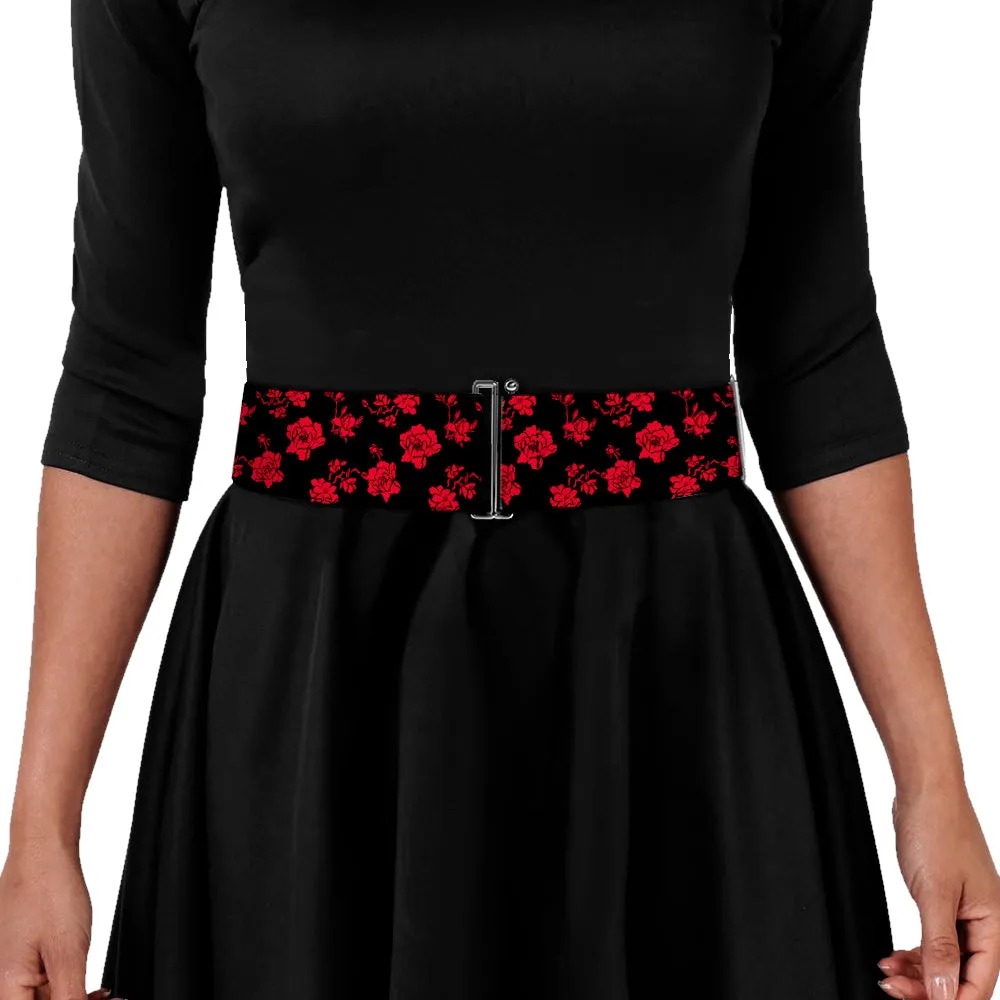 Cinch Waist Belt - Mulan Flower Blossom Icon Black Red
