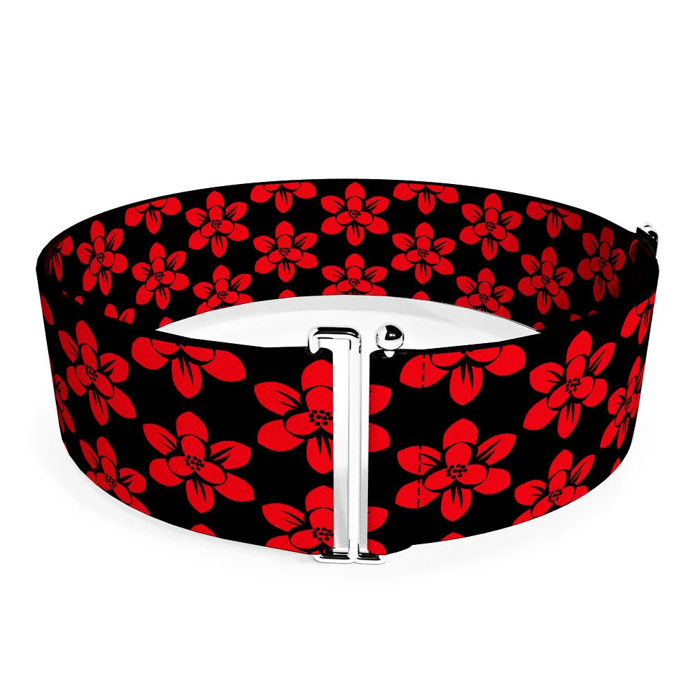 Cinch Waist Belt - Mulan Flower Blossom Icon Black Red