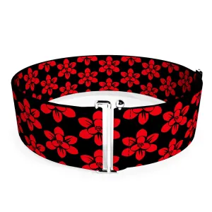 Cinch Waist Belt - Mulan Flower Blossom Icon Black Red