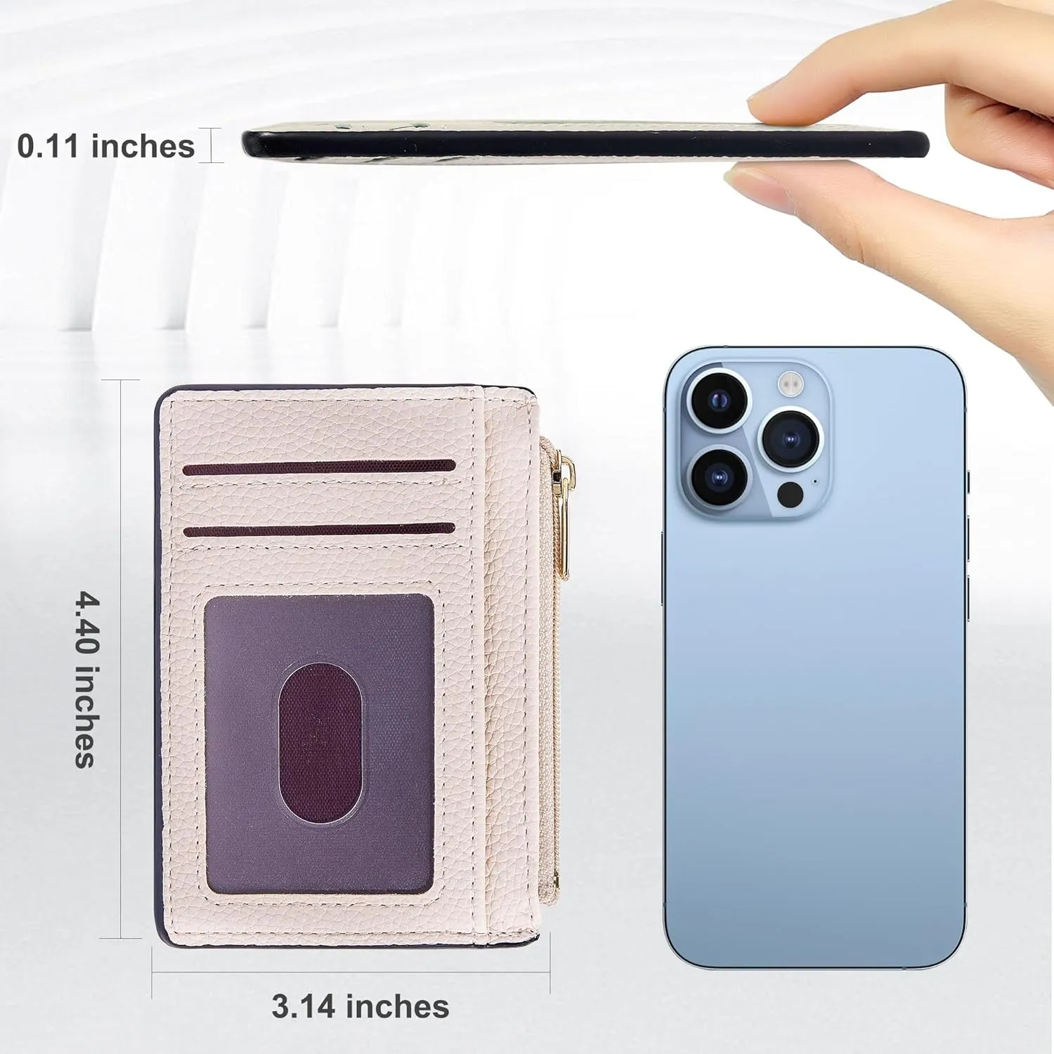 Credit Card Holder for Women Slim Minimalist Front Pocket RFID Blocking Wallet Small Compact Card Case with ID Window